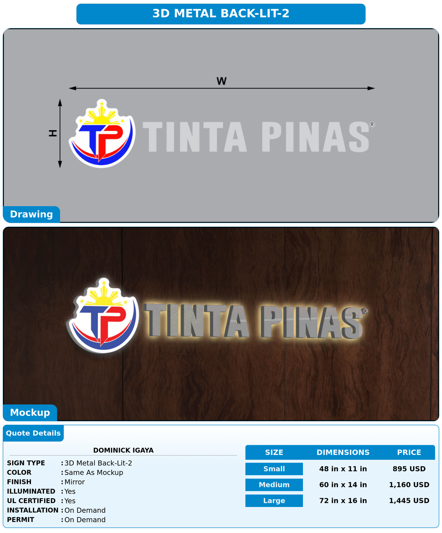 CUSTOM MOCKUP SIGN FOR Dominick Igaya