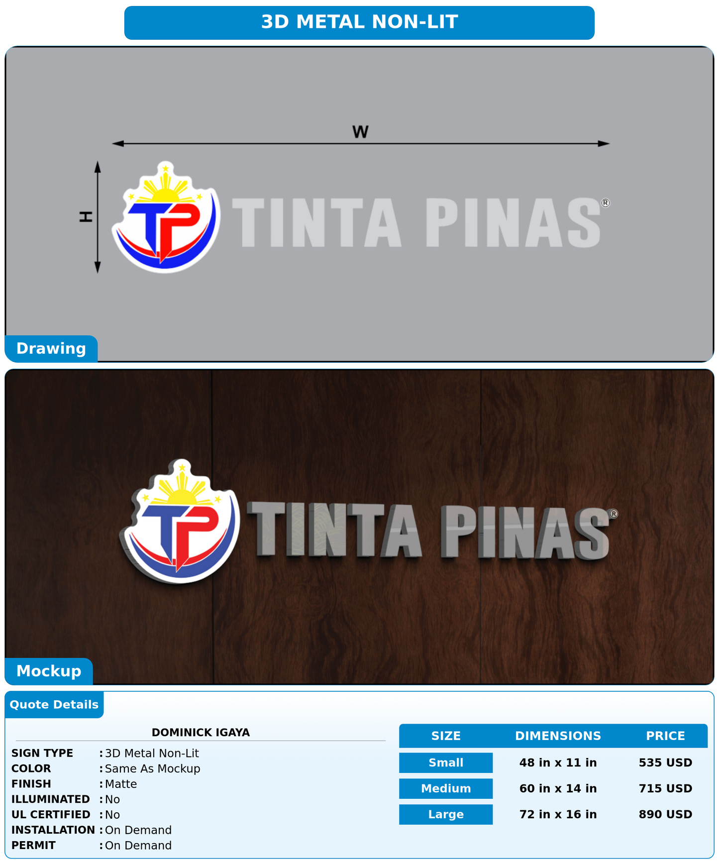 CUSTOM MOCKUP SIGN FOR Dominick Igaya