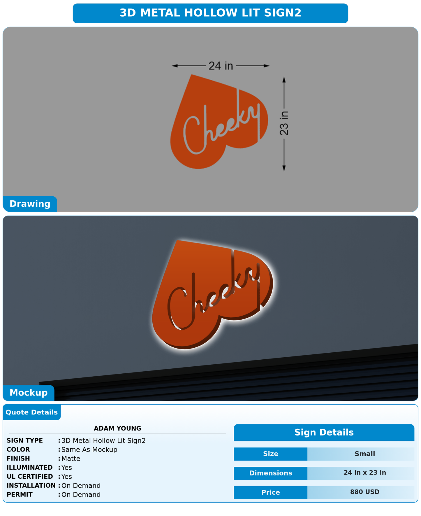 CUSTOM MOCKUP SIGN FOR Adam Young