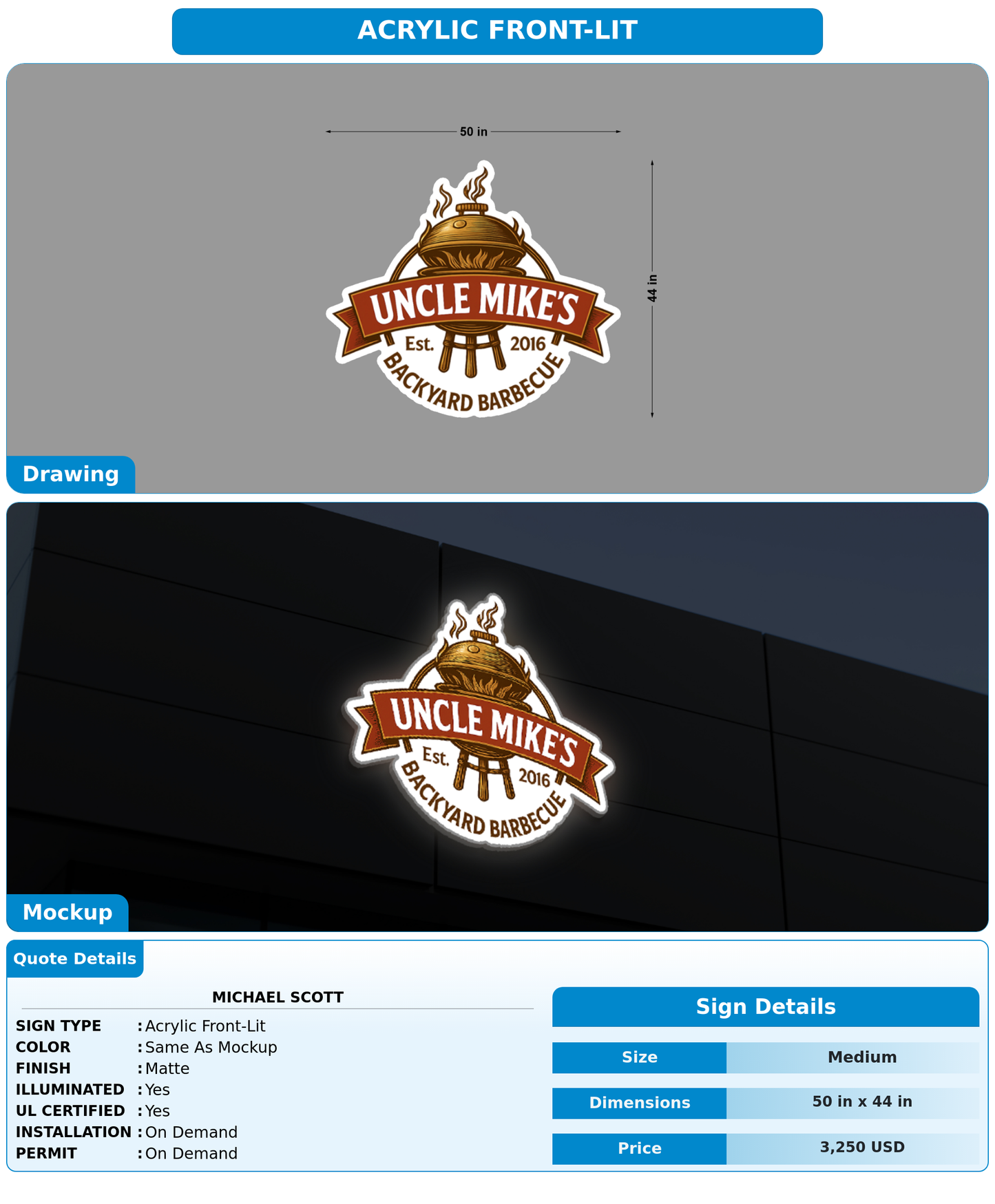 CUSTOM MOCKUP SIGN FOR Michael Scott