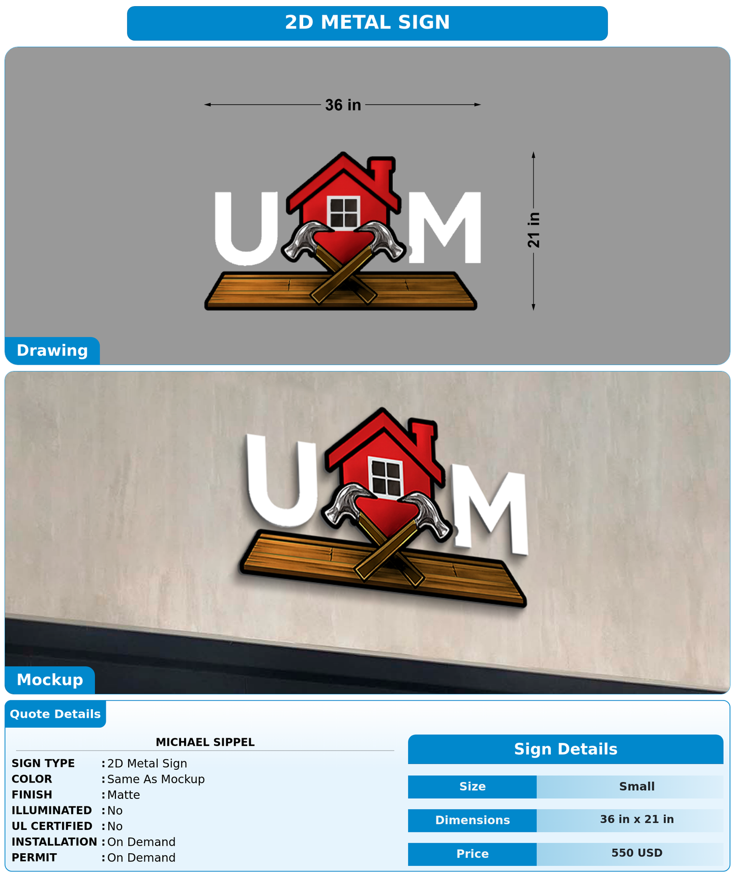 CUSTOM MOCKUP SIGN FOR michael sippel