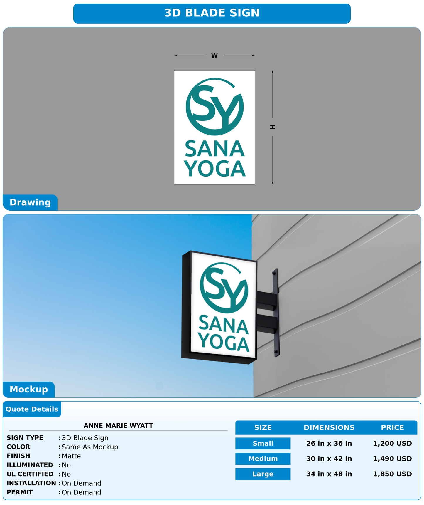 CUSTOM MOCKUP SIGN FOR Anne Marie Wyatt