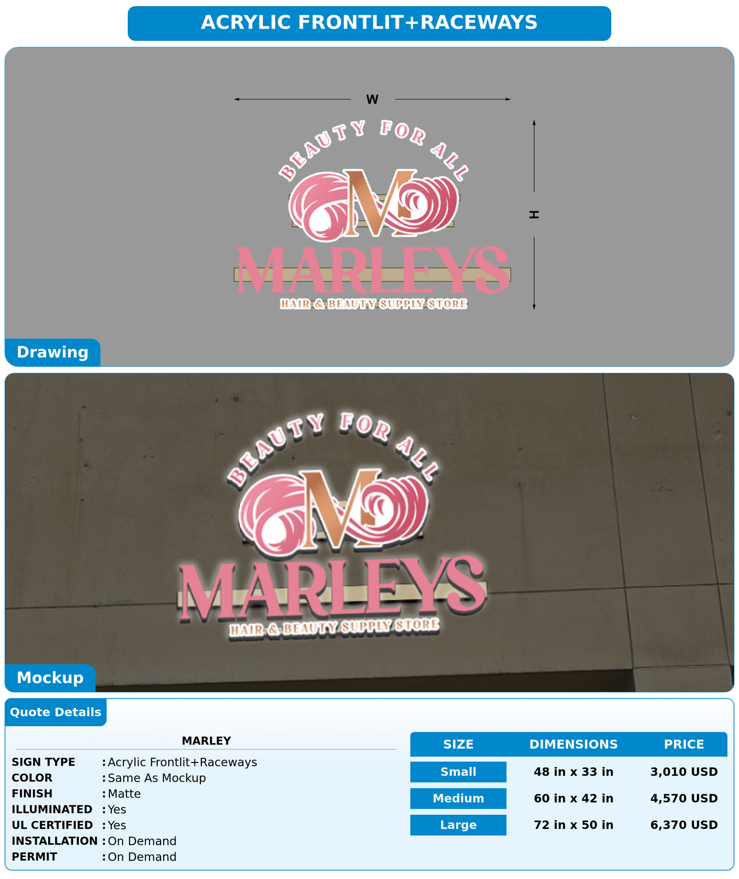 CUSTOM MOCKUP SIGN FOR Marley