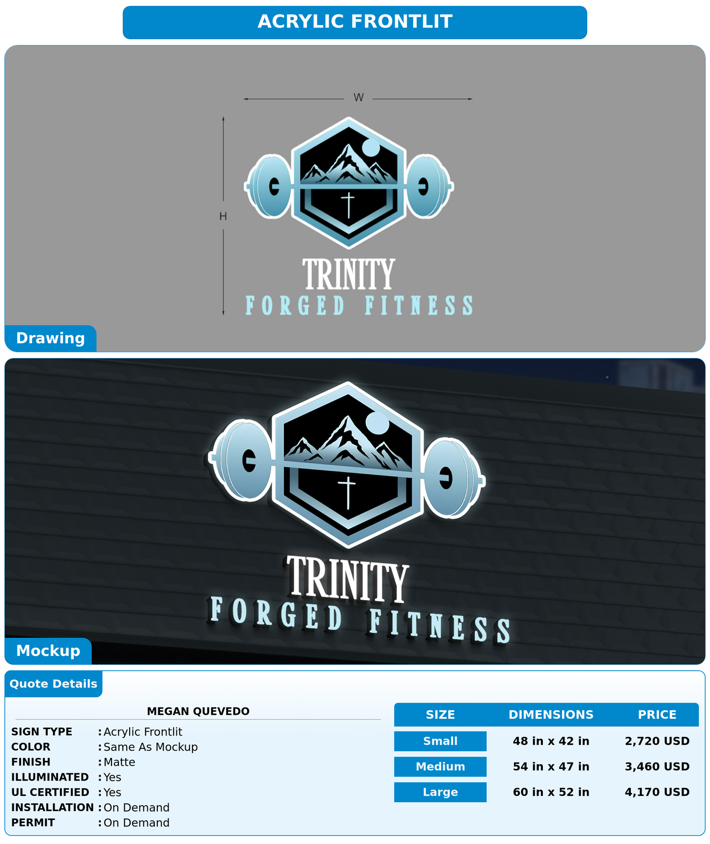 CUSTOM MOCKUP SIGN FOR Megan Quevedo
