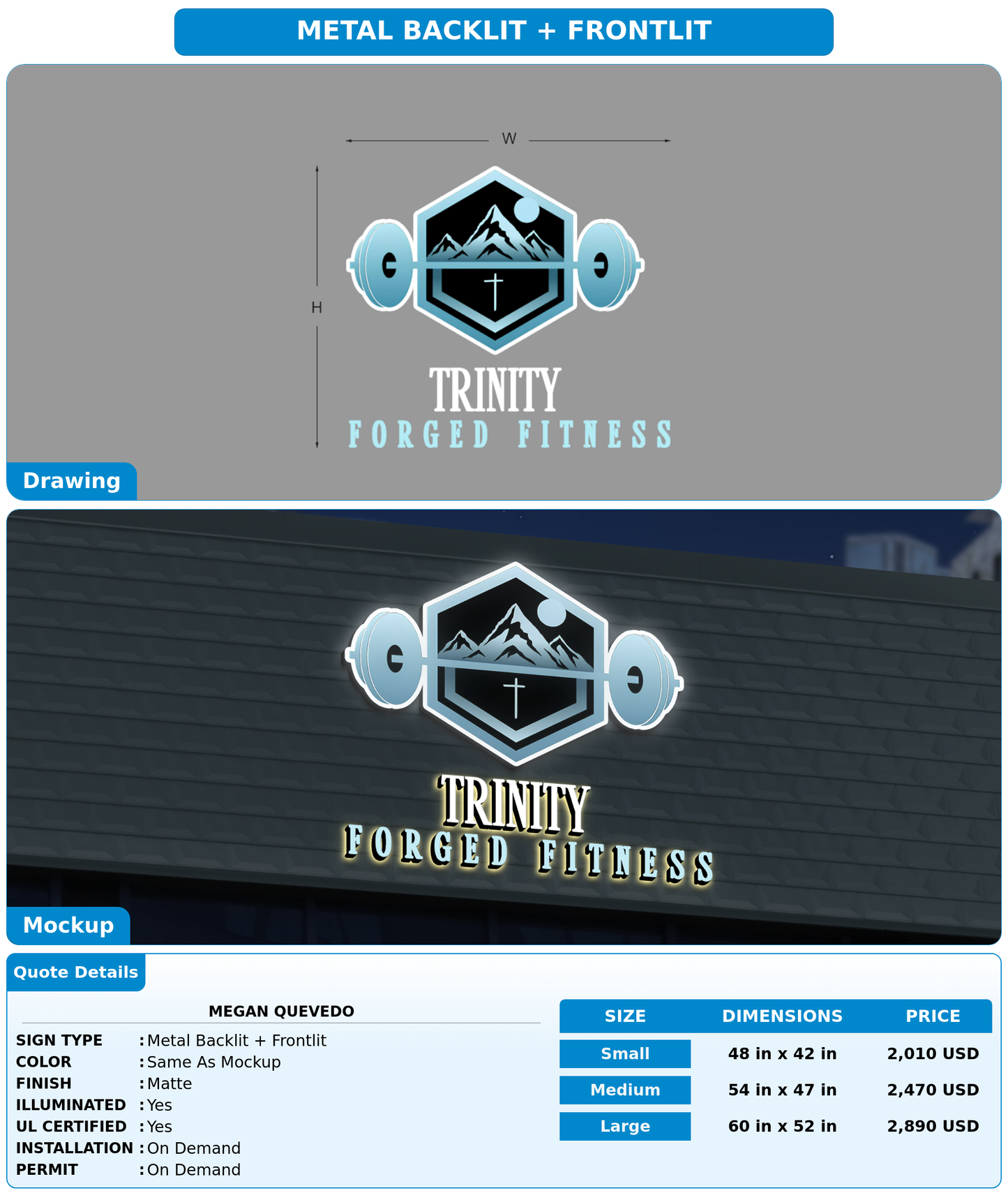 CUSTOM MOCKUP SIGN FOR Megan Quevedo