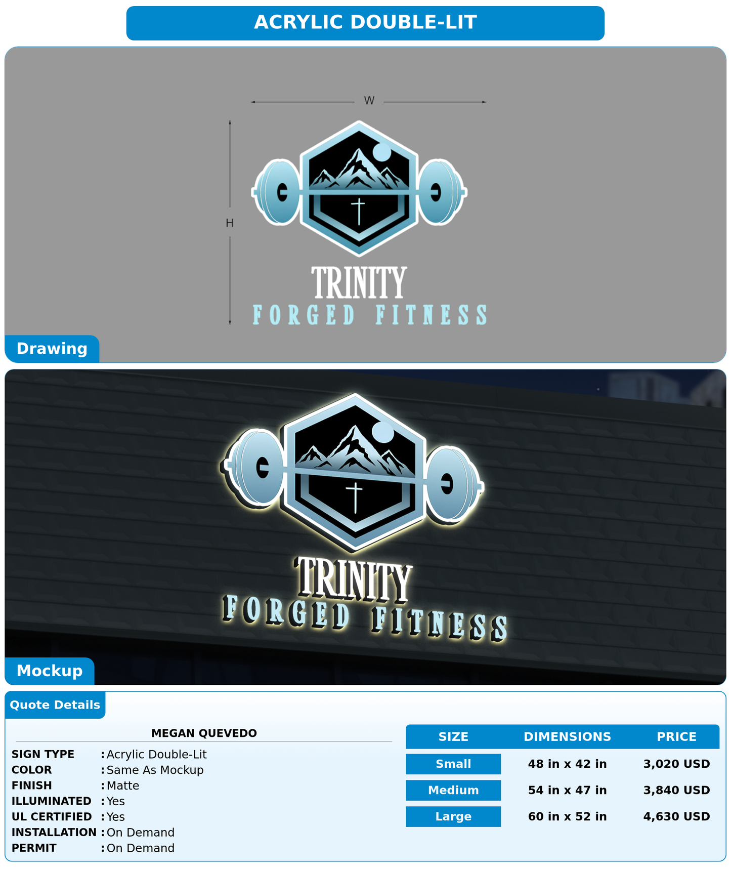 CUSTOM MOCKUP SIGN FOR Megan Quevedo