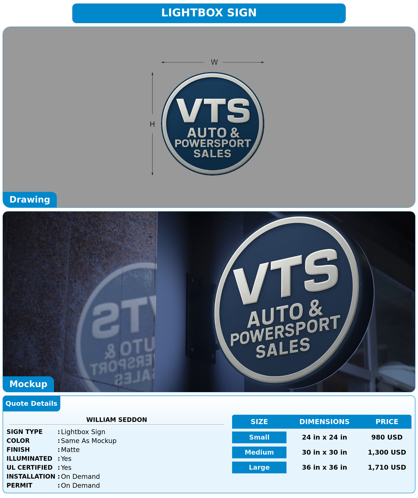 CUSTOM MOCKUP SIGN FOR William Seddon