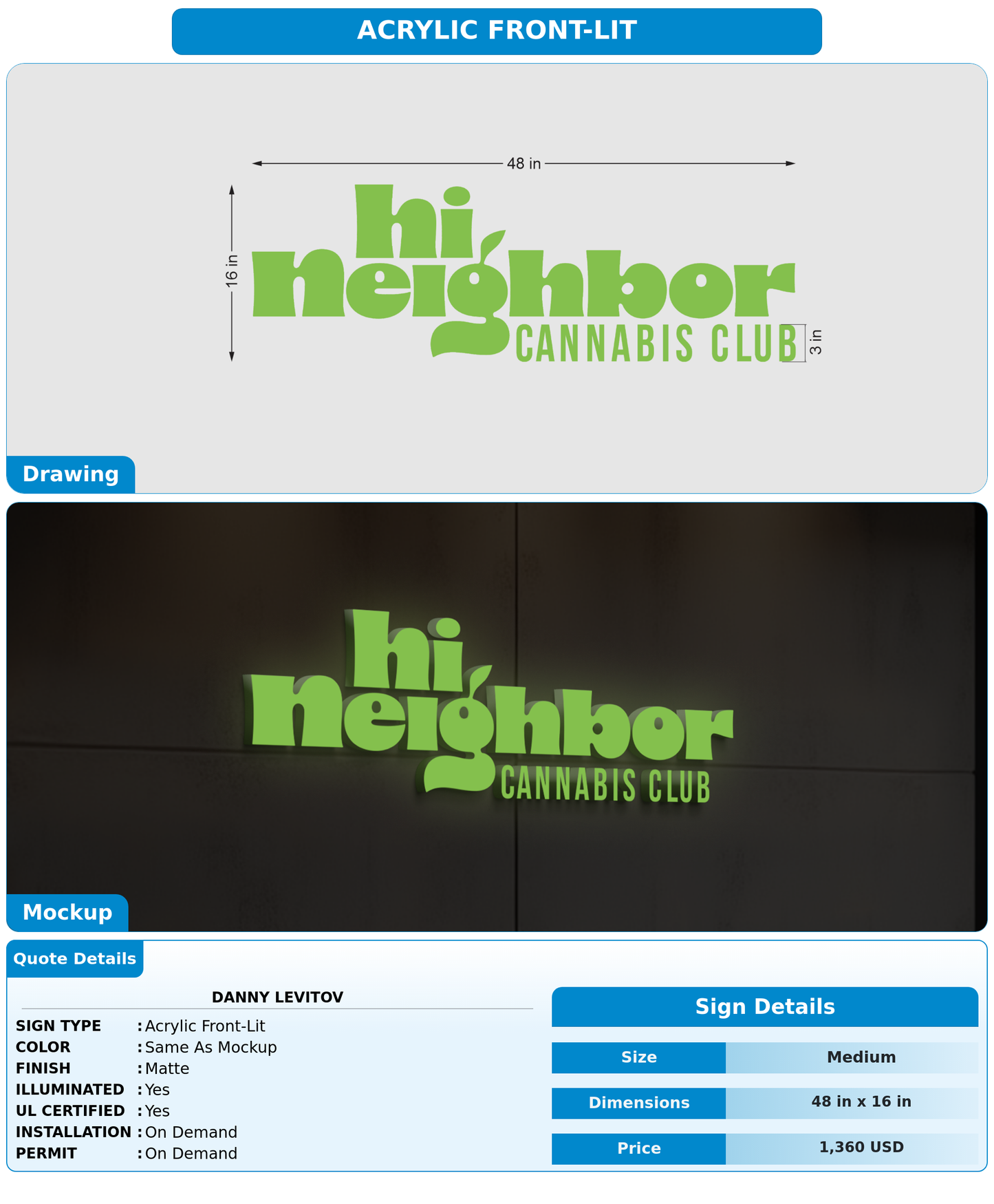 CUSTOM MOCKUP SIGN FOR Danny Levitov
