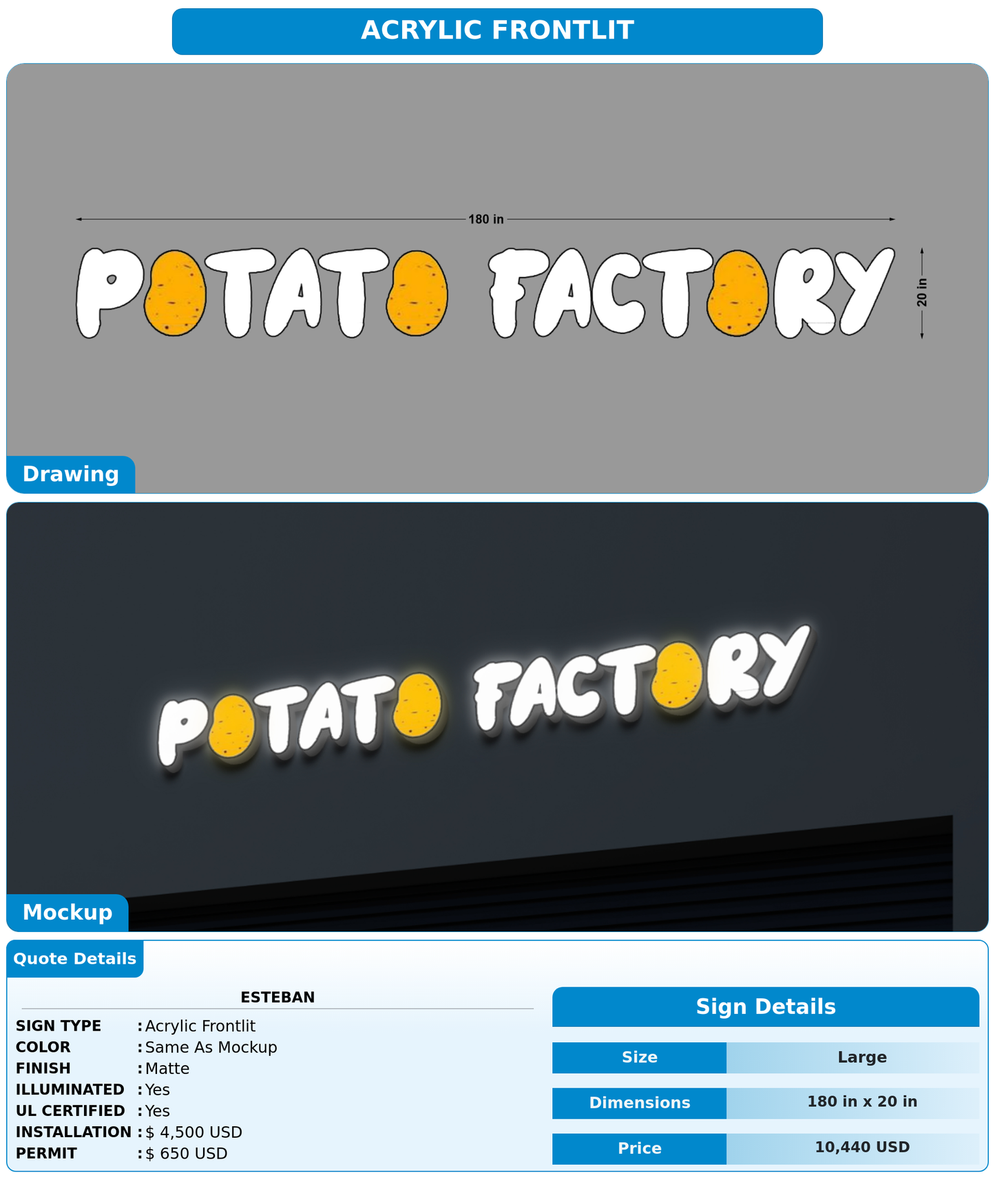 CUSTOM MOCKUP SIGN FOR Esteban