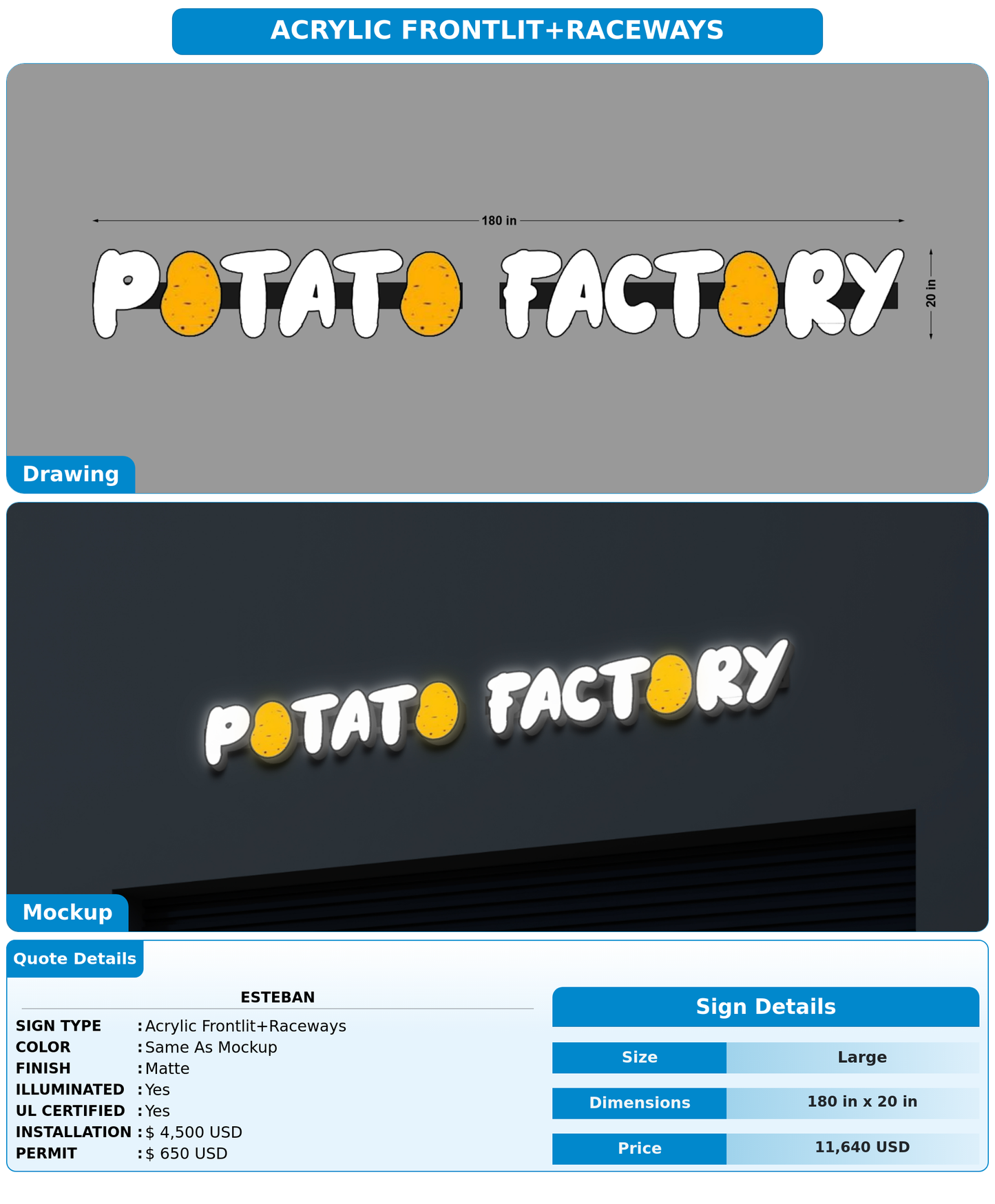 CUSTOM MOCKUP SIGN FOR Esteban