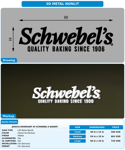 CUSTOM MOCKUP SIGN FOR Jessica Rhinehart at Schwebel's Bakery