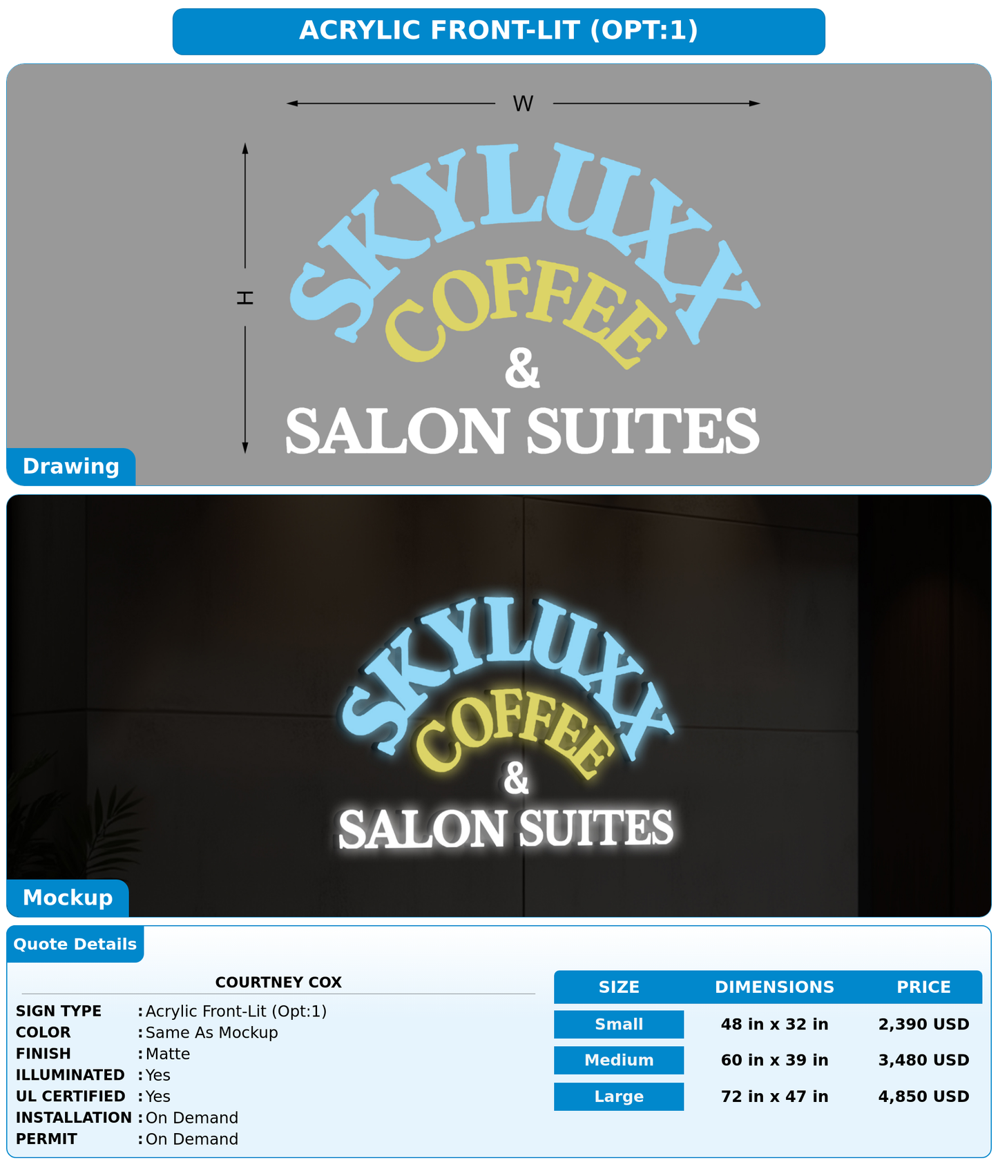 CUSTOM MOCKUP SIGN FOR Courtney Cox