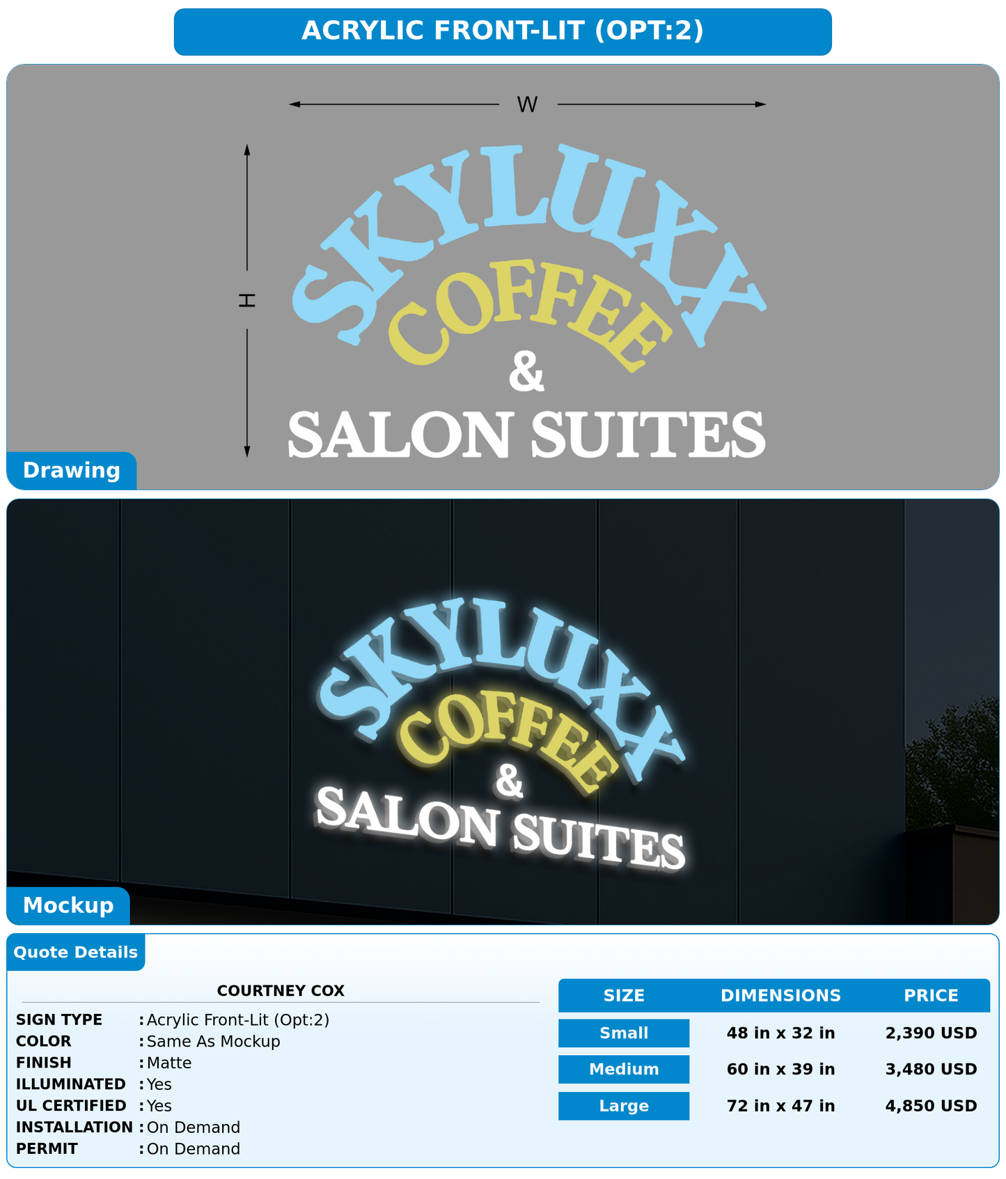 CUSTOM MOCKUP SIGN FOR Courtney Cox