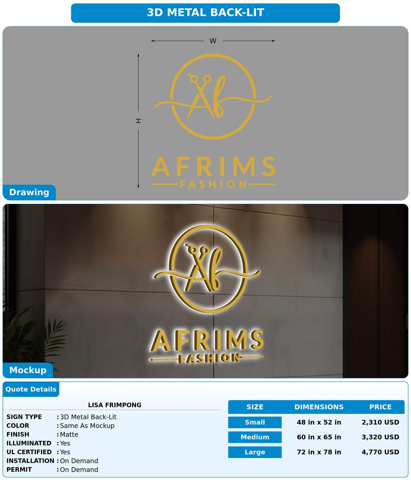 CUSTOM MOCKUP SIGN FOR Lisa Frimpong