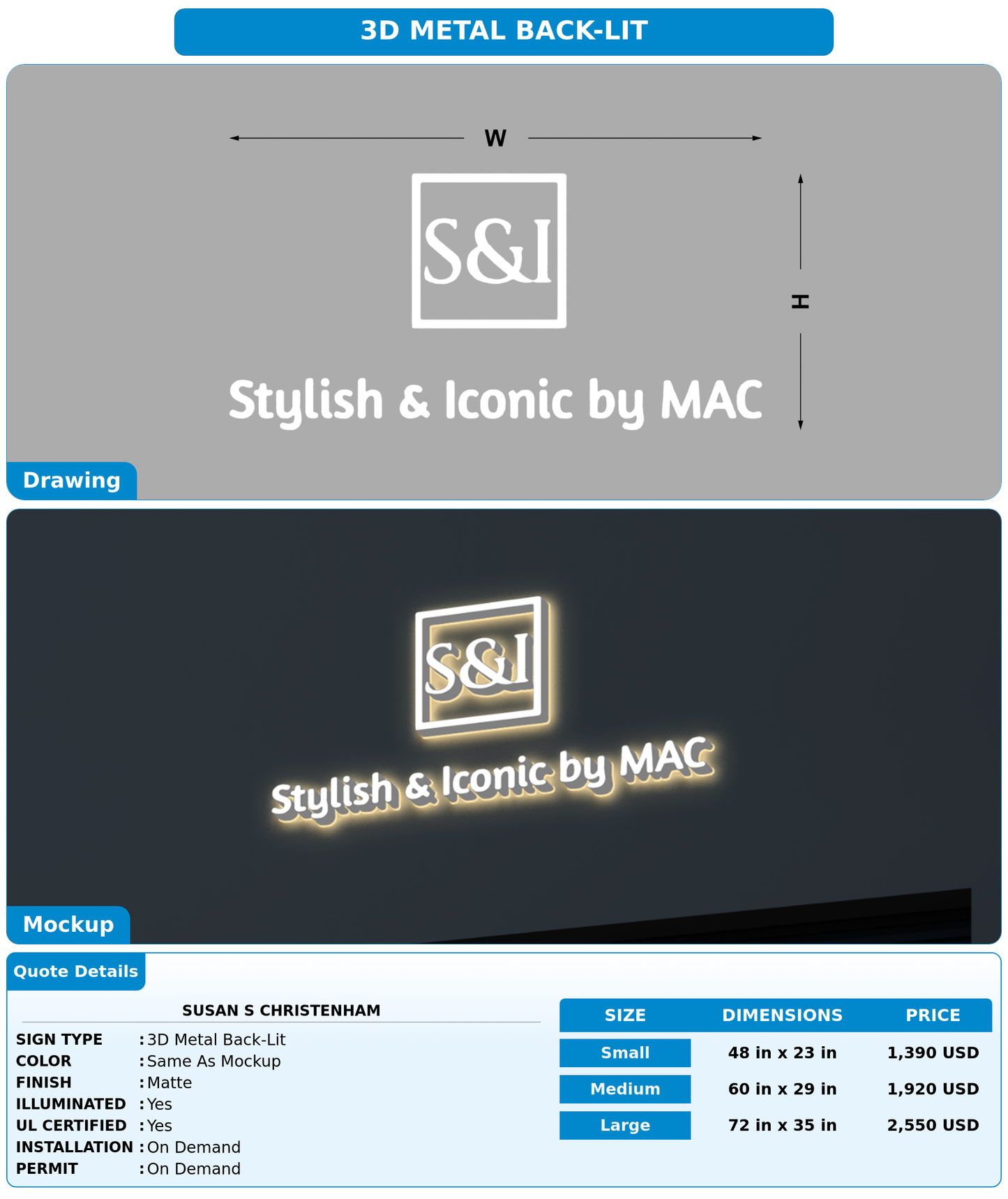 CUSTOM MOCKUP SIGN FOR Susan S Christenham