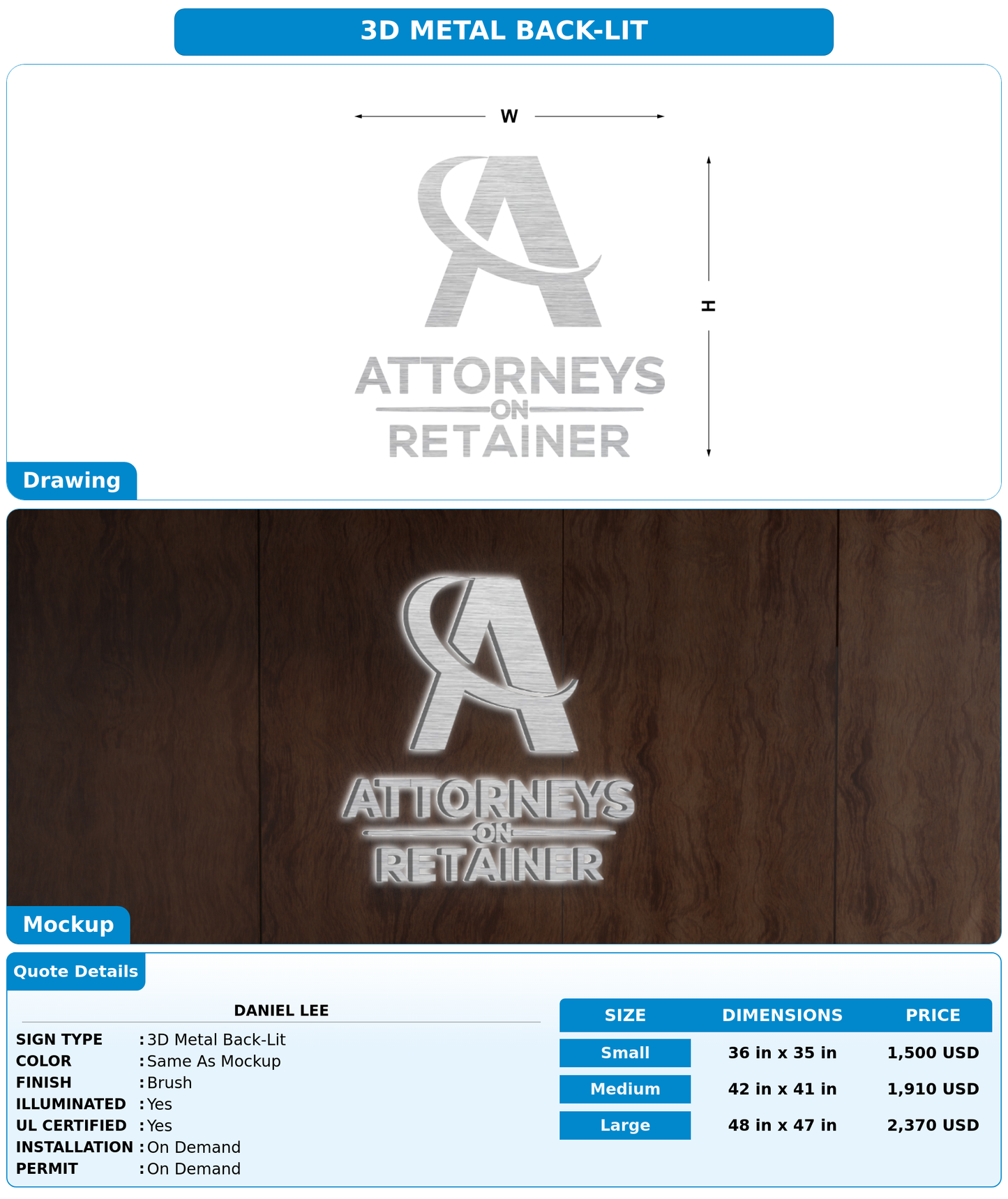 CUSTOM MOCKUP SIGN FOR Daniel Lee