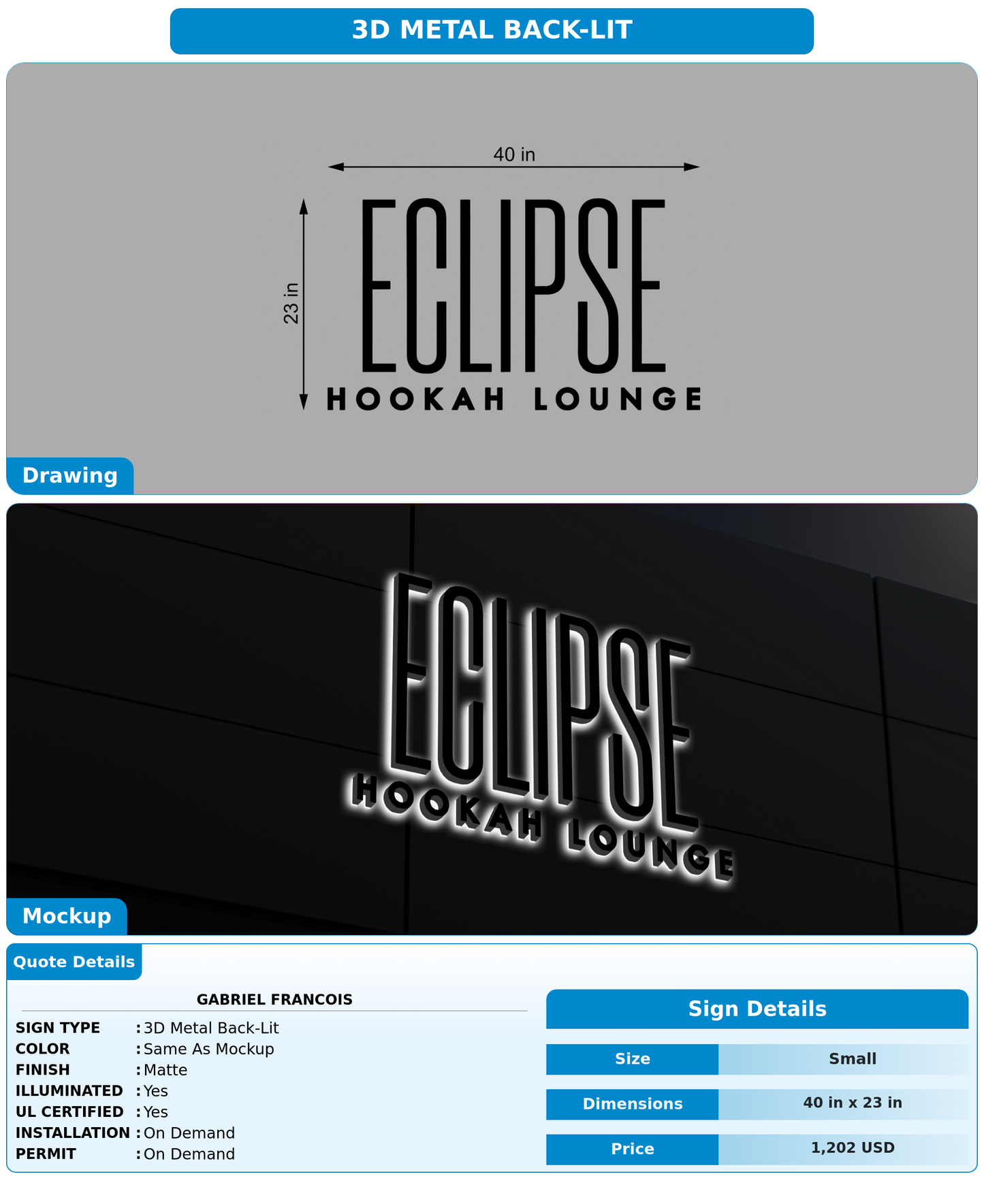 CUSTOM MOCKUP SIGN FOR Gabriel Francois