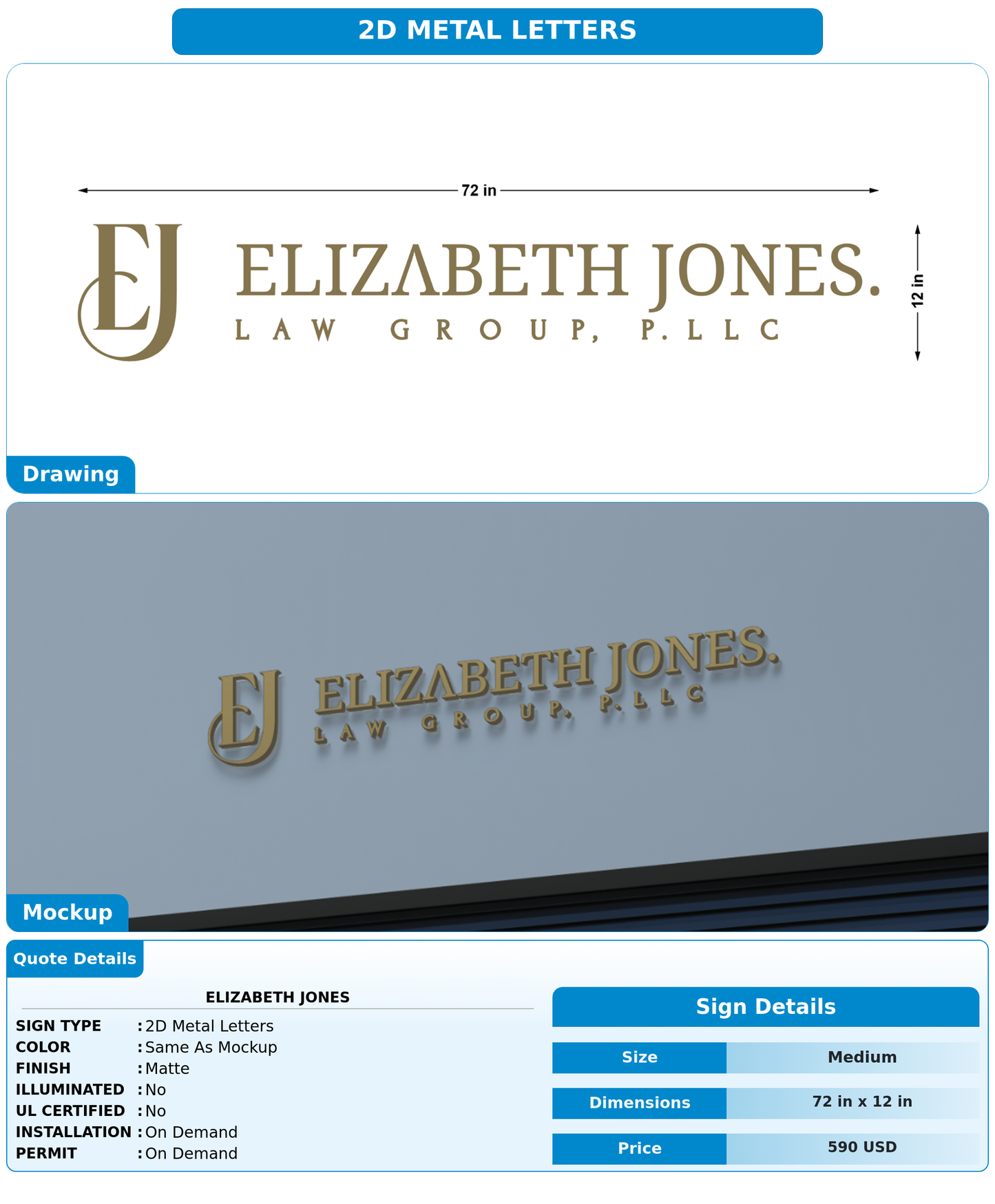 CUSTOM MOCKUP SIGN FOR Elizabeth Jones