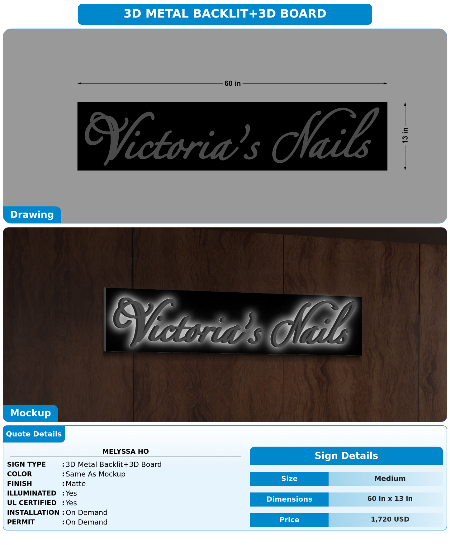 CUSTOM MOCKUP SIGN FOR Melyssa Ho