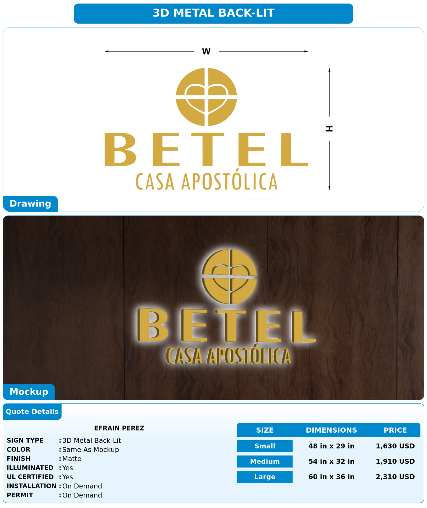 CUSTOM MOCKUP SIGN FOR Efrain Perez