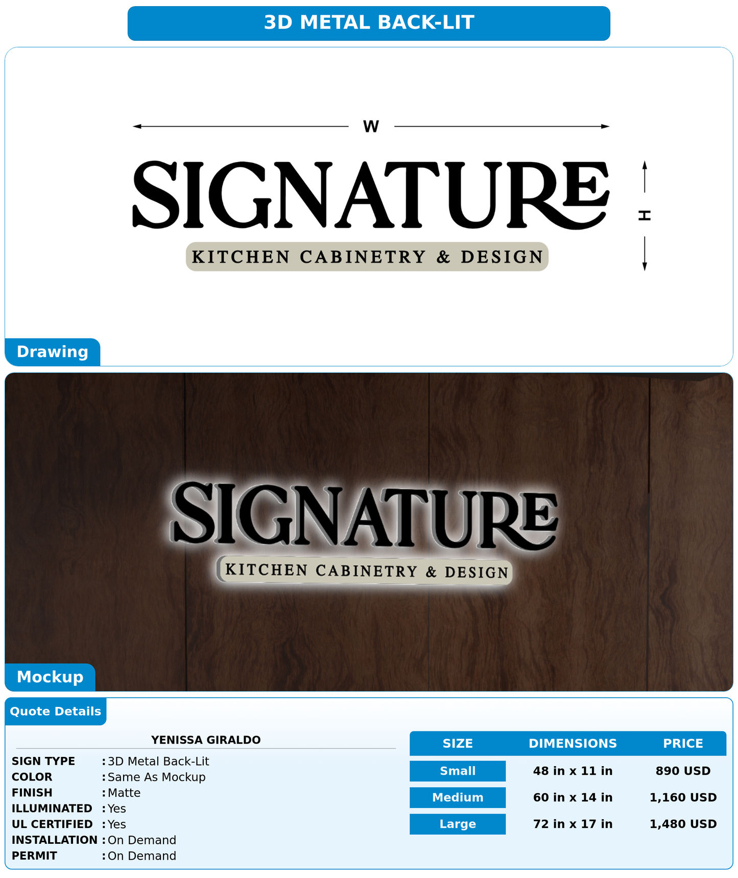 CUSTOM MOCKUP SIGN FOR Yenissa Giraldo