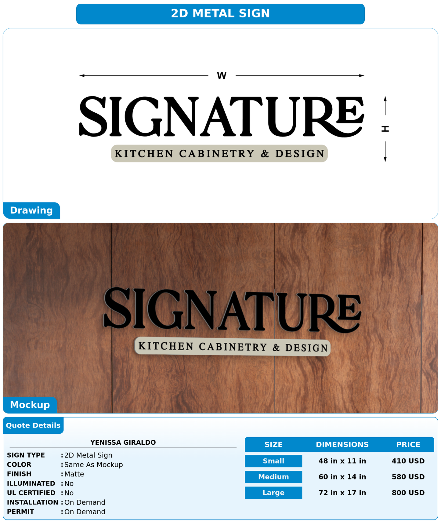 CUSTOM MOCKUP SIGN FOR Yenissa Giraldo