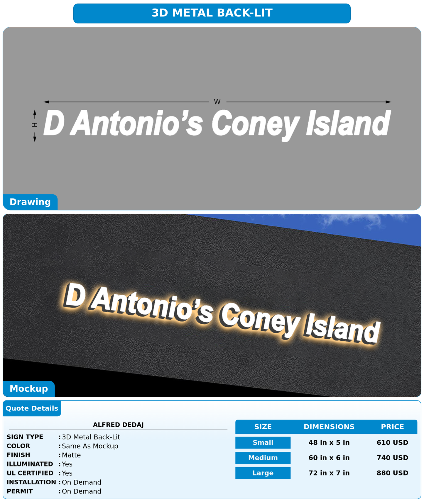 CUSTOM MOCKUP SIGN FOR Alfred dedaj