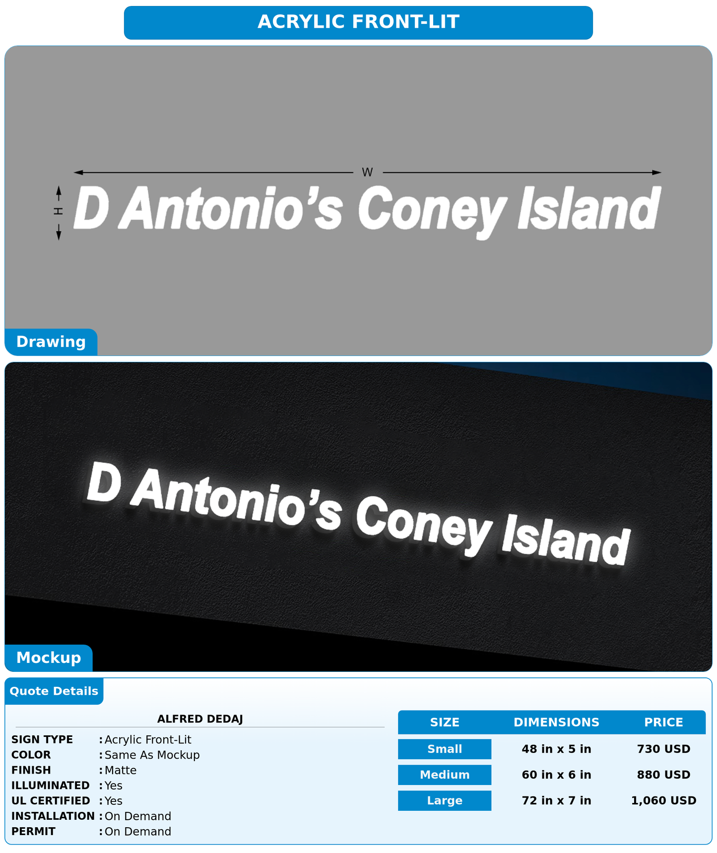 CUSTOM MOCKUP SIGN FOR Alfred dedaj