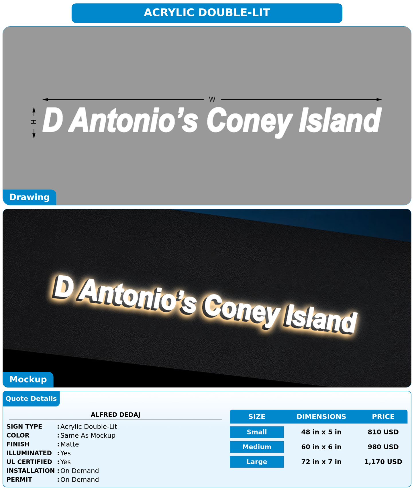 CUSTOM MOCKUP SIGN FOR Alfred dedaj
