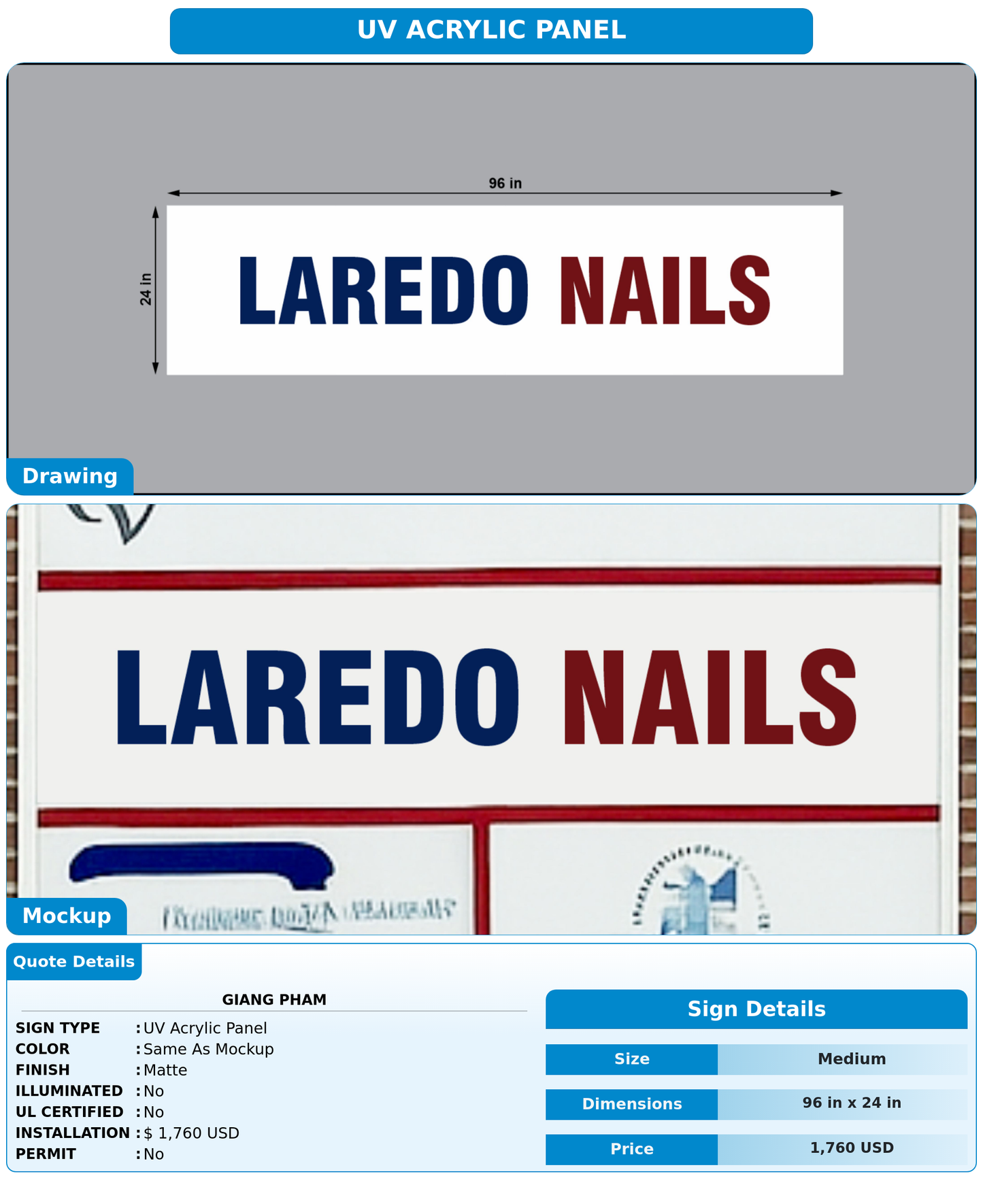 Custom Sign For Giang Pham