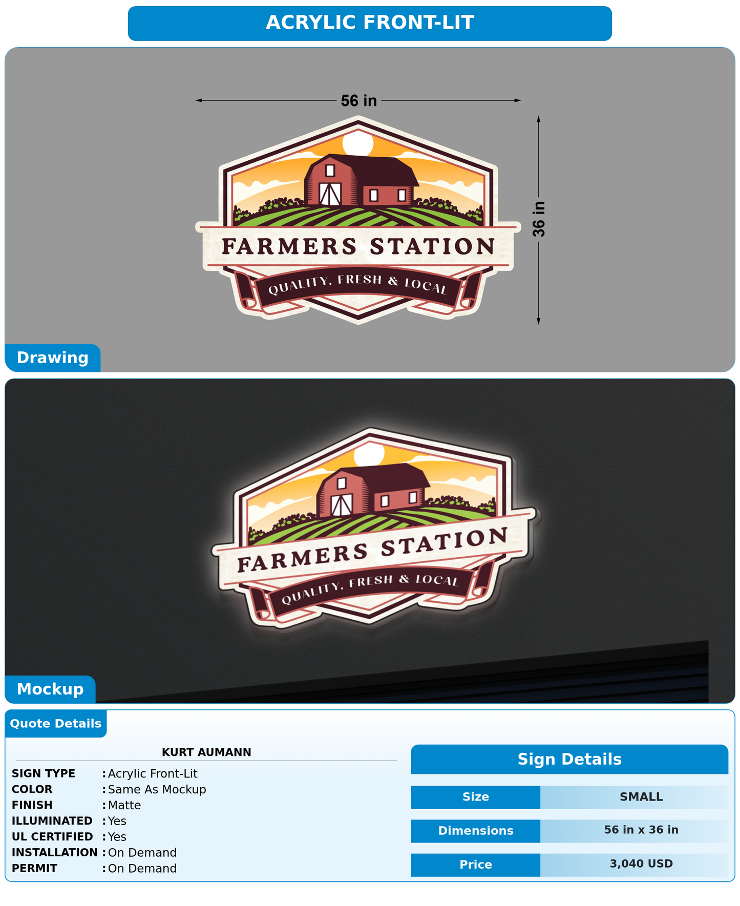 CUSTOM MOCKUP SIGN FOR Kurt Aumann