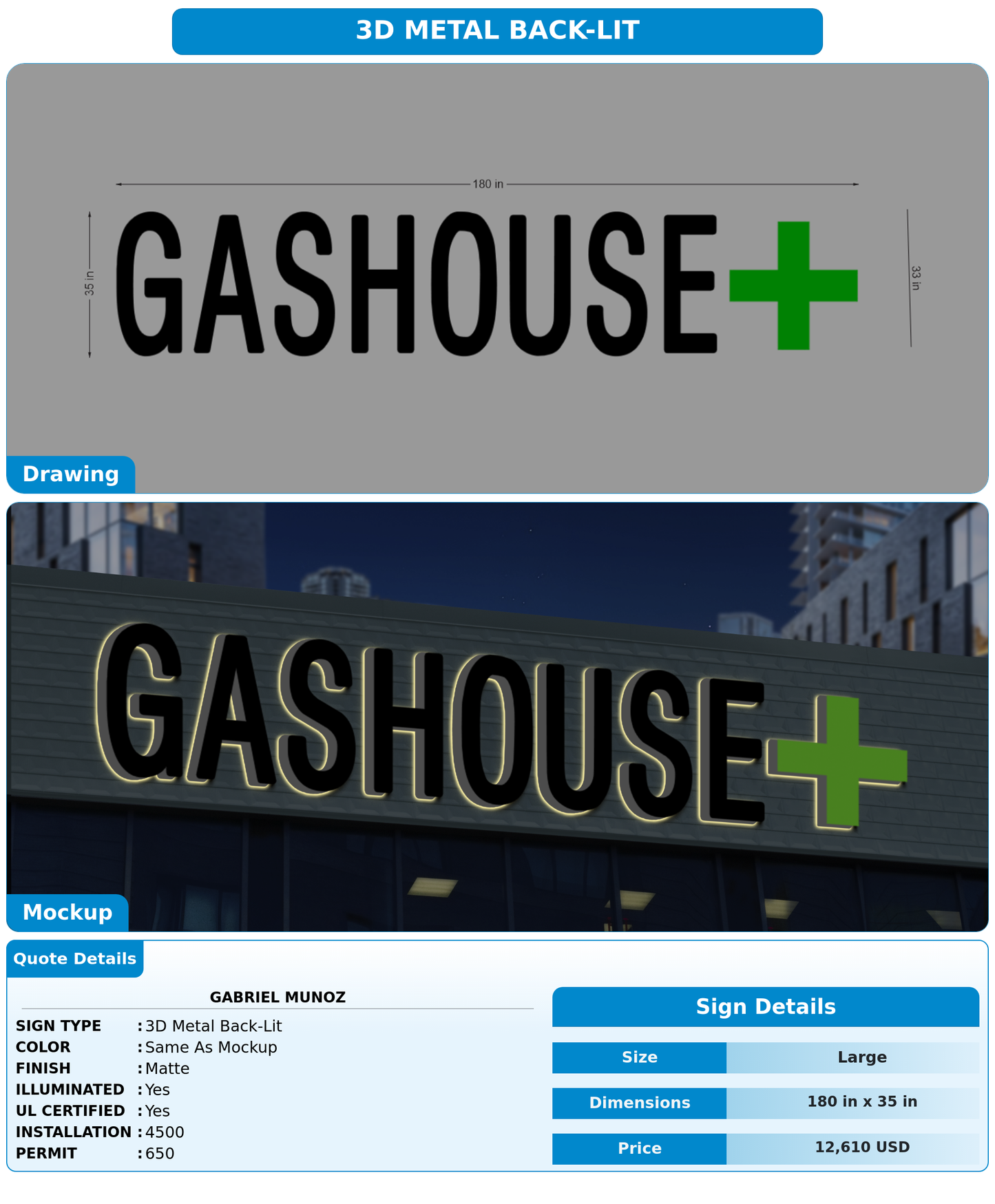 CUSTOM MOCKUP SIGN FOR Gabriel Munoz