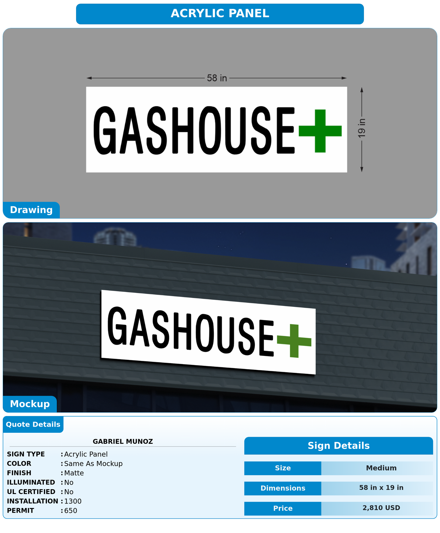 CUSTOM MOCKUP SIGN FOR Gabriel Munoz