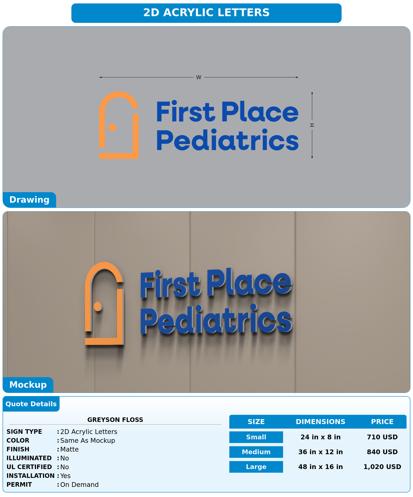 CUSTOM MOCKUP SIGN FOR Greyson Floss