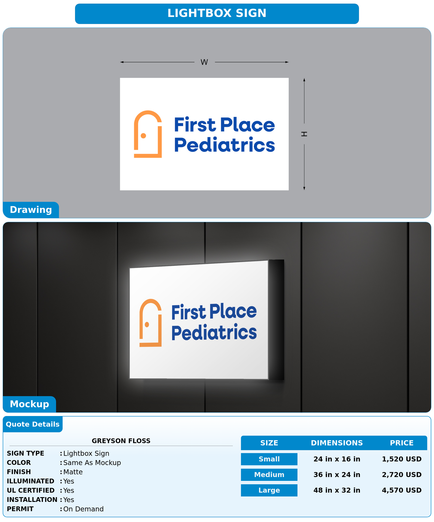CUSTOM MOCKUP SIGN FOR Greyson Floss