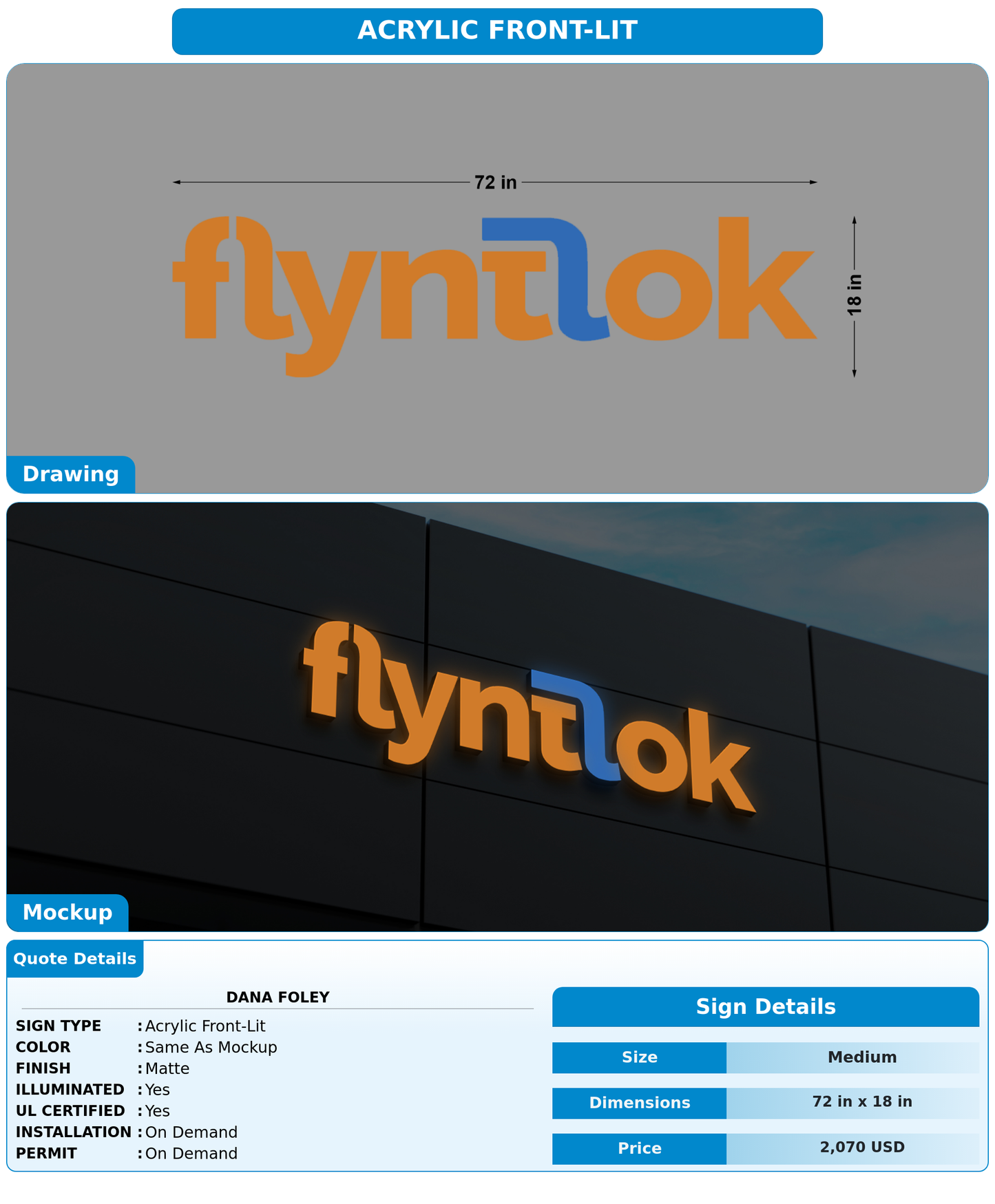 CUSTOM MOCKUP SIGN FOR Dana foley