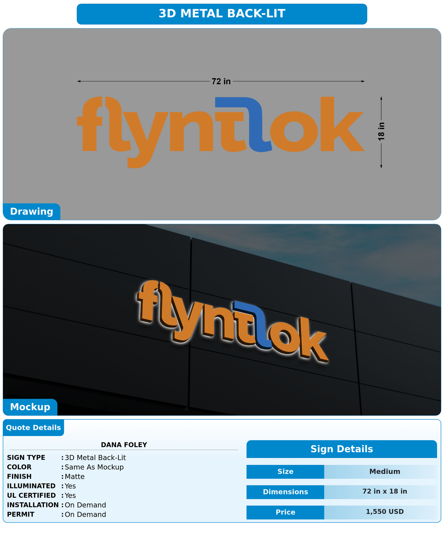 CUSTOM MOCKUP SIGN FOR Dana foley