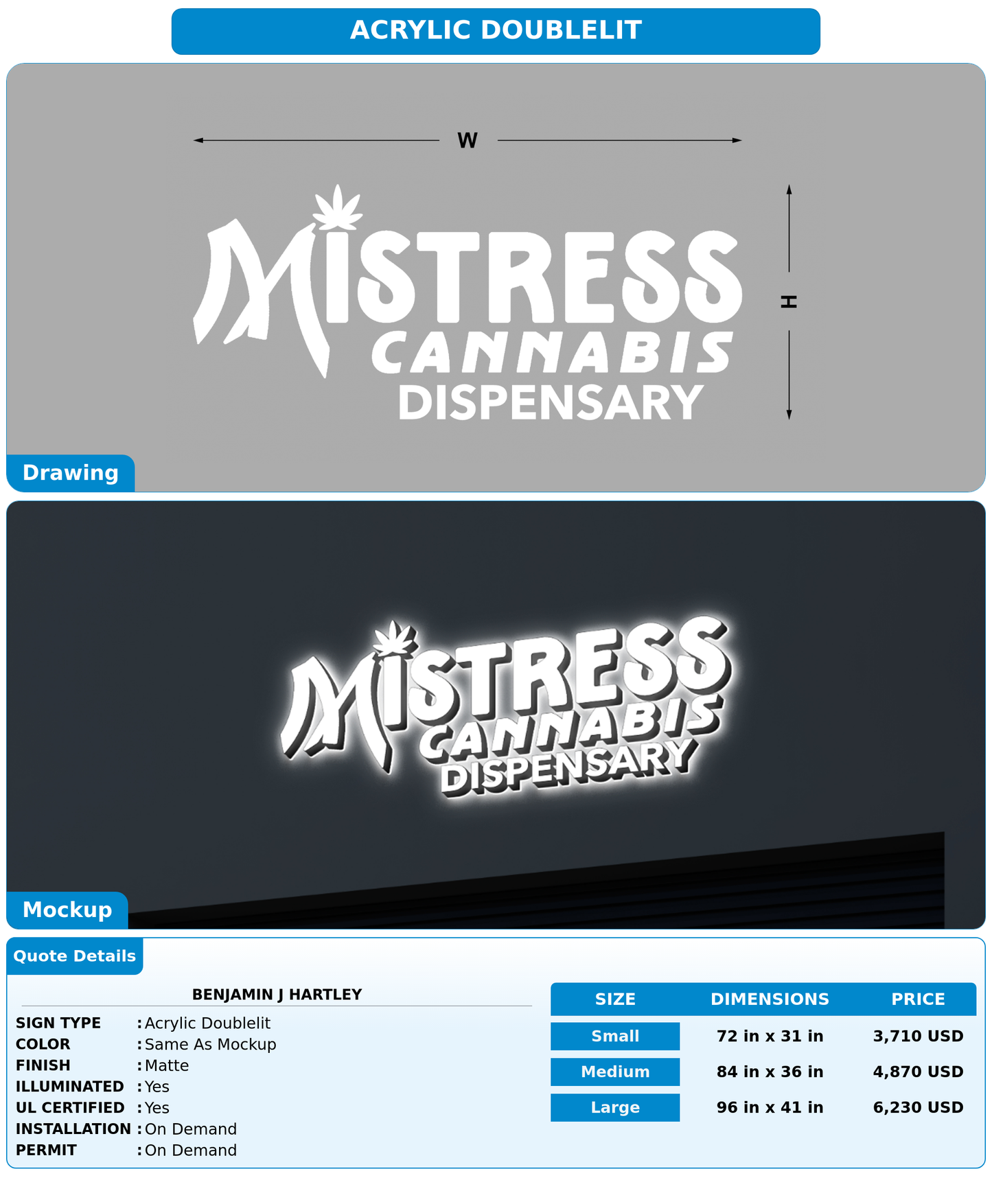 CUSTOM MOCKUP SIGN FOR Benjamin J Hartley