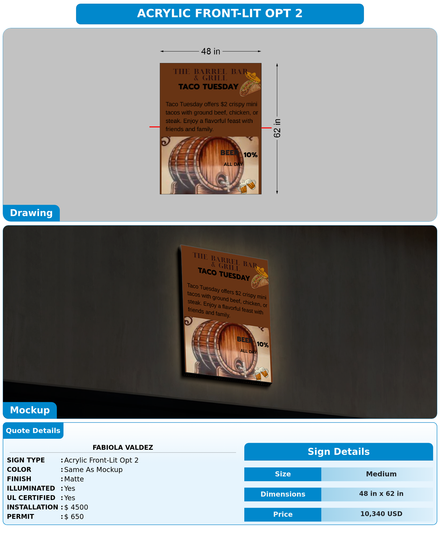 CUSTOM MOCKUP SIGN FOR Fabiola Valdez