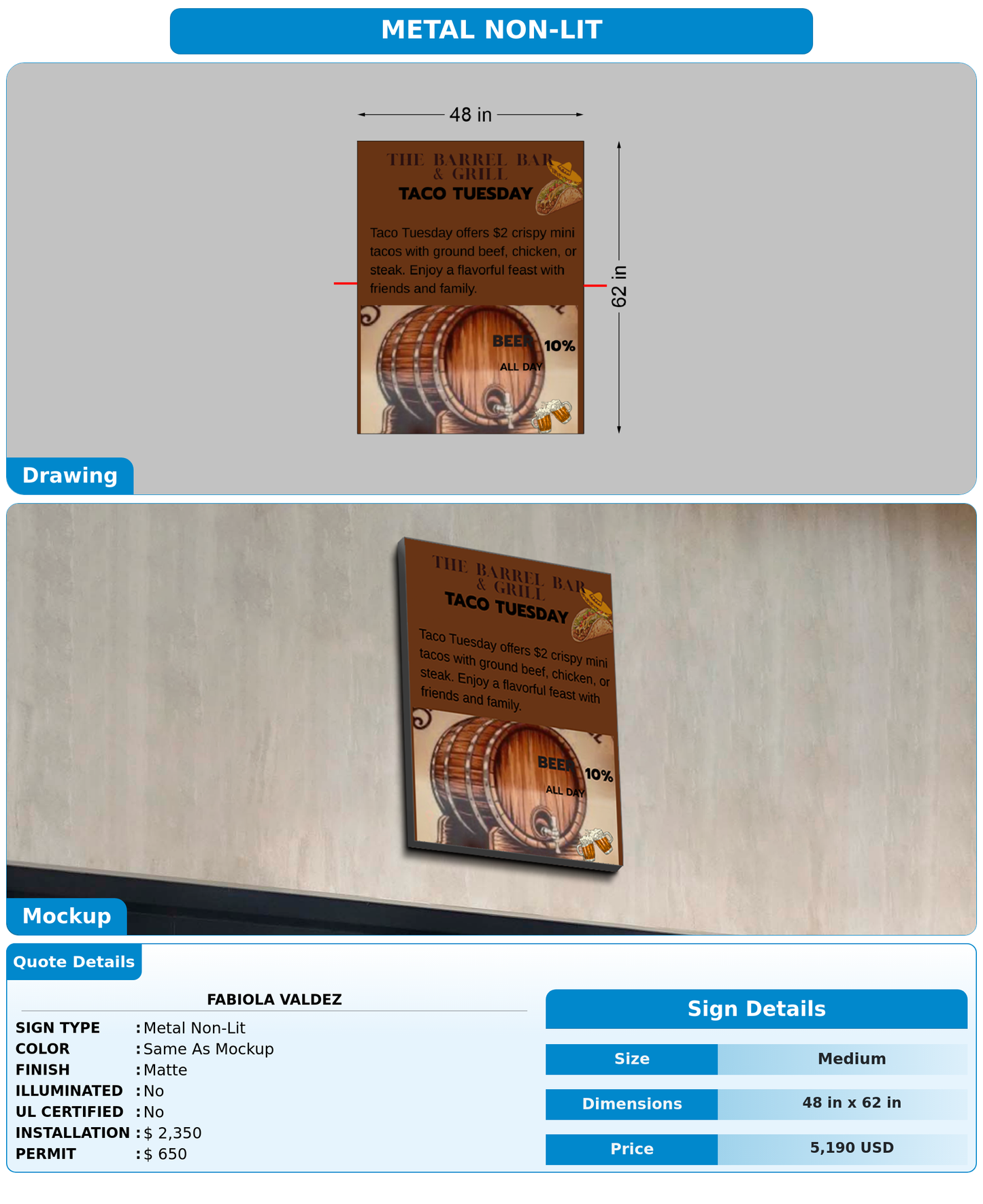 CUSTOM MOCKUP SIGN FOR Fabiola Valdez