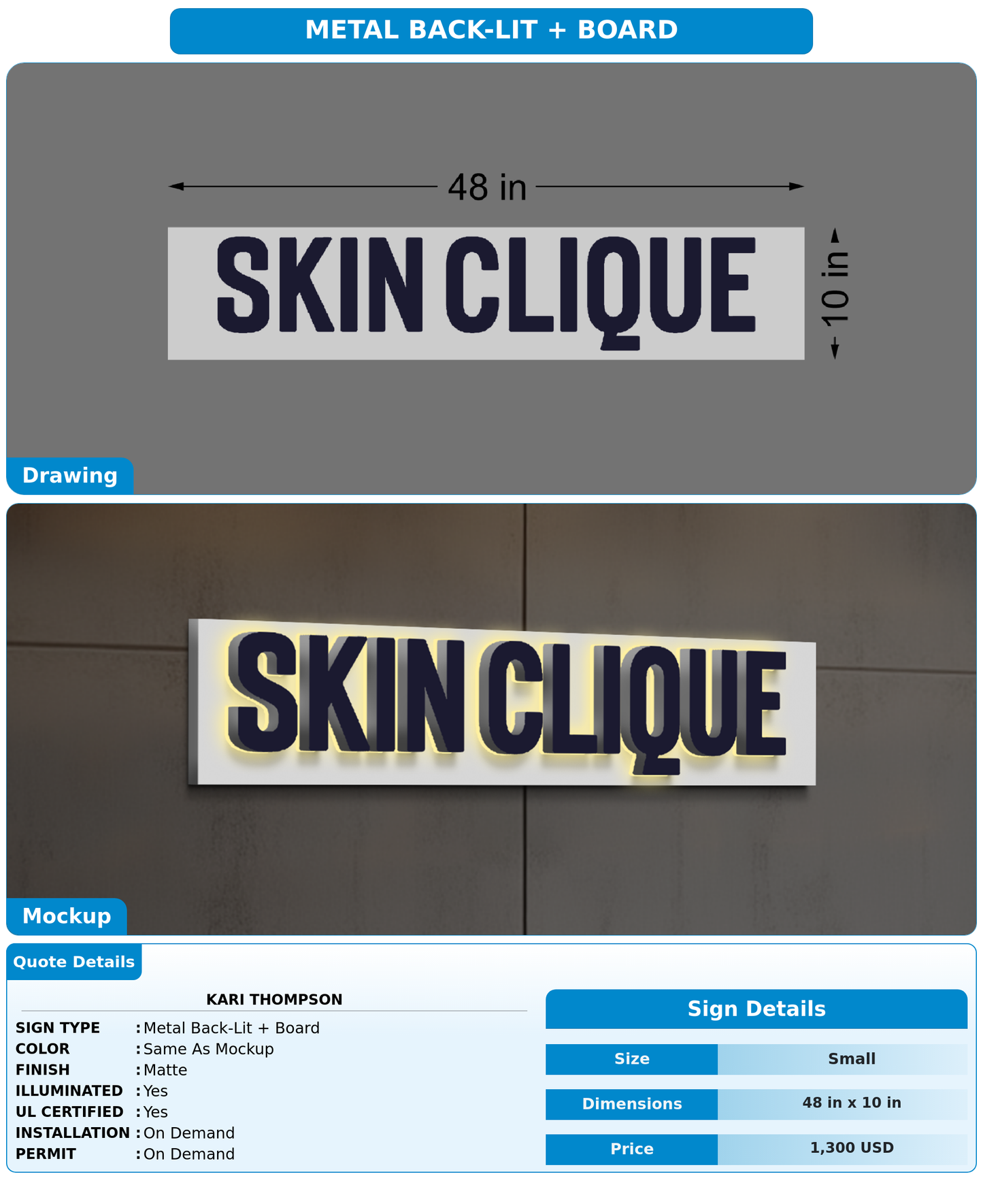 CUSTOM MOCKUP SIGN FOR Kari Thompson