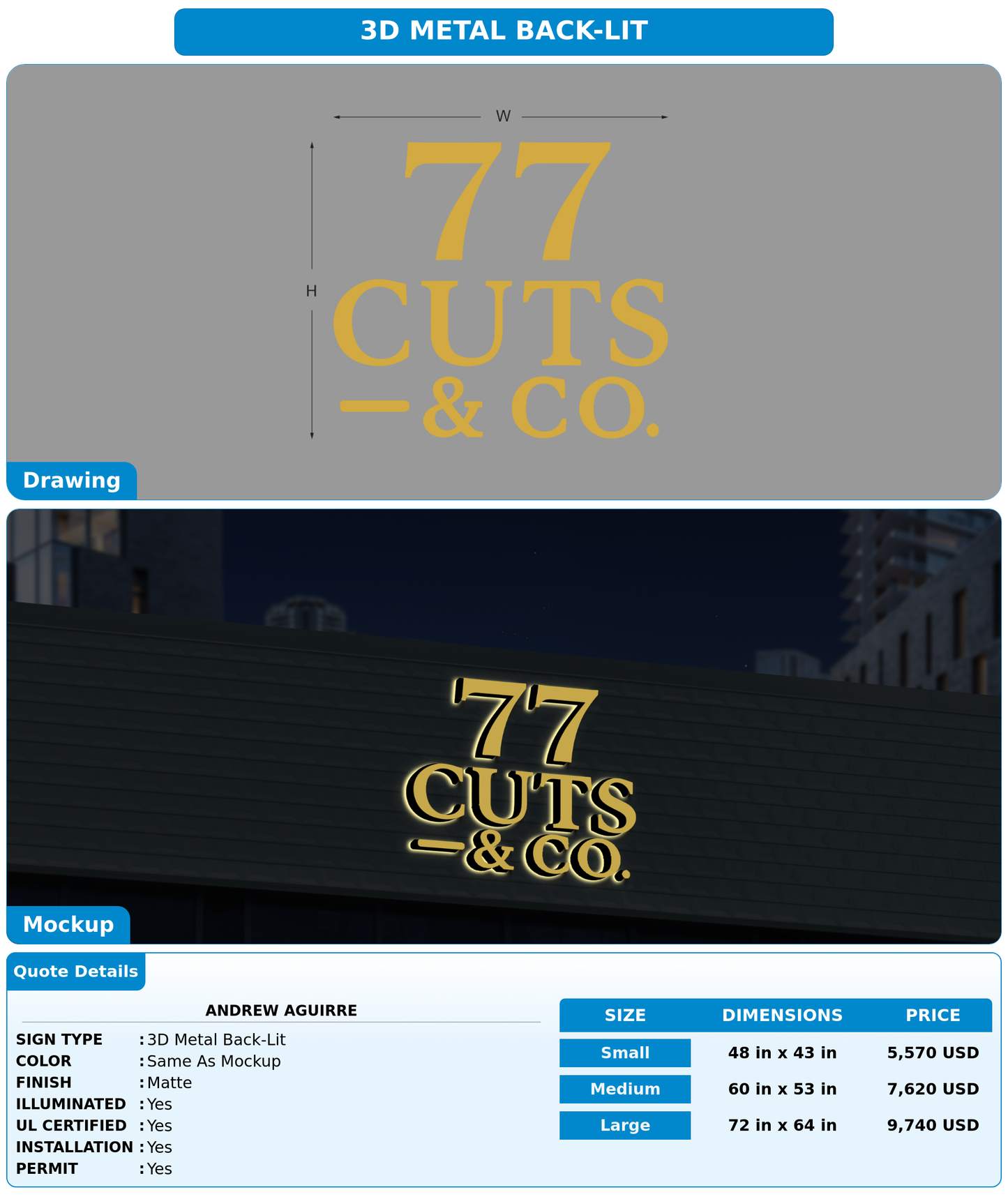 CUSTOM MOCKUP SIGN FOR Andrew Aguirre