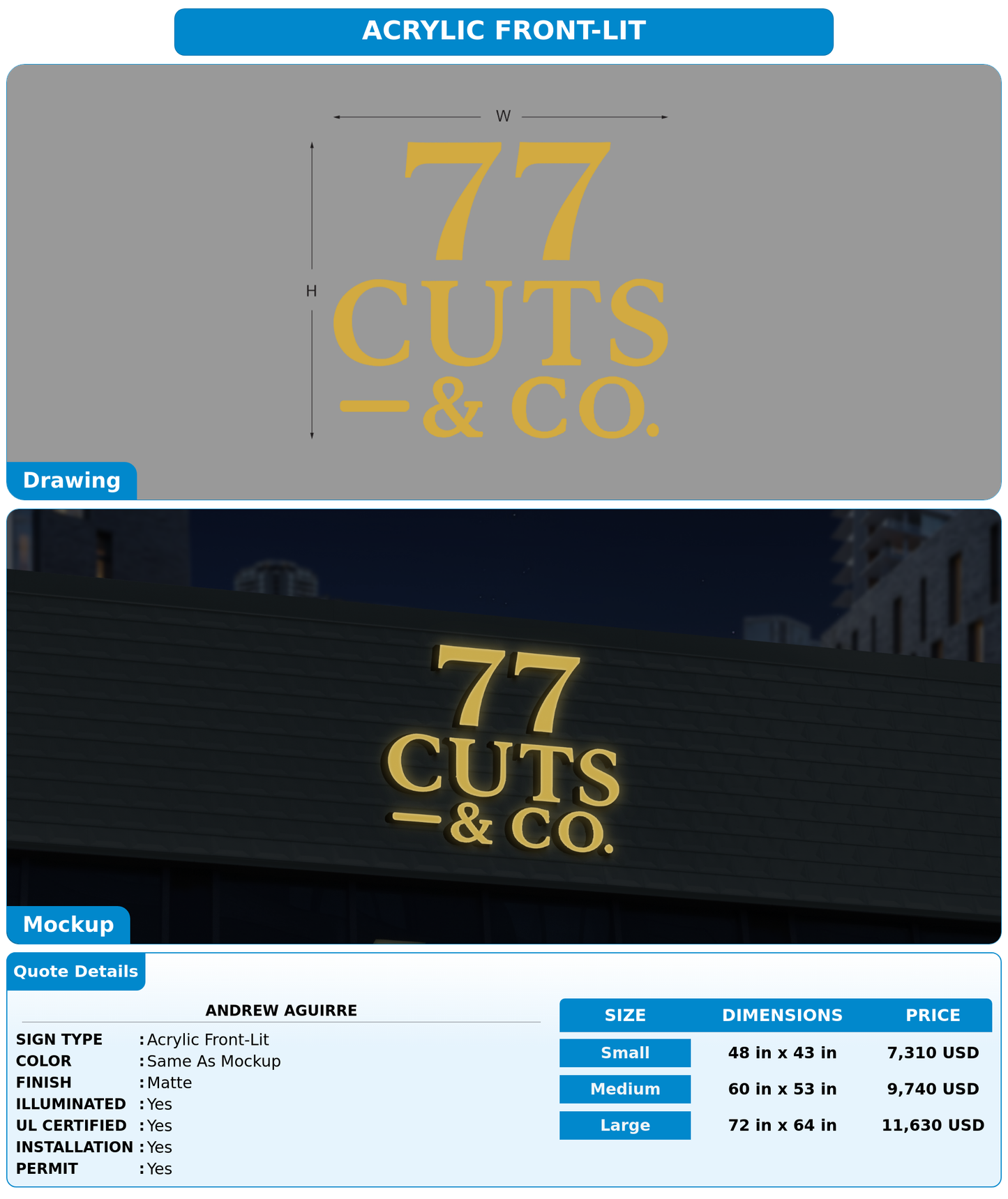 CUSTOM MOCKUP SIGN FOR Andrew Aguirre