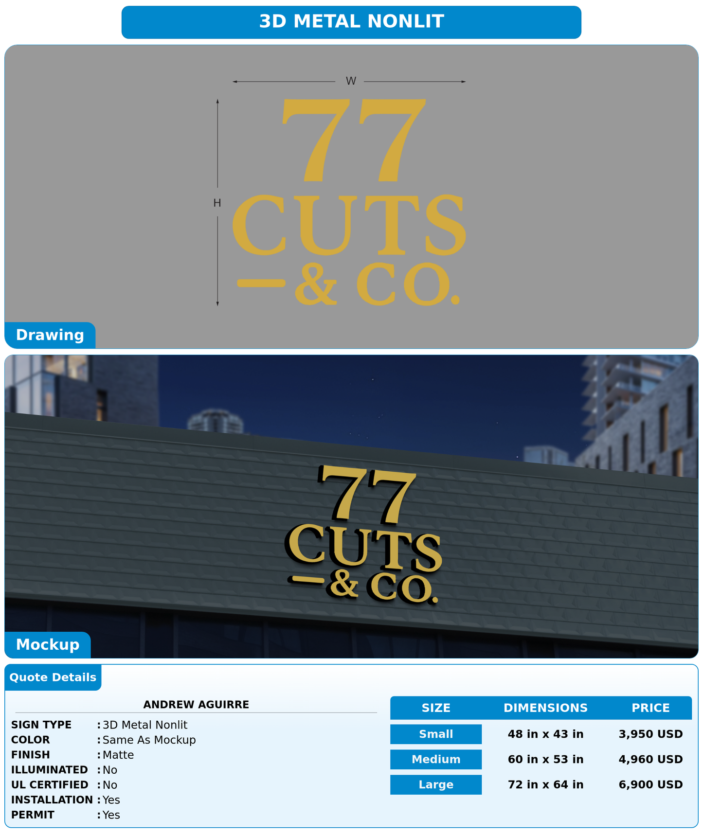 CUSTOM MOCKUP SIGN FOR Andrew Aguirre