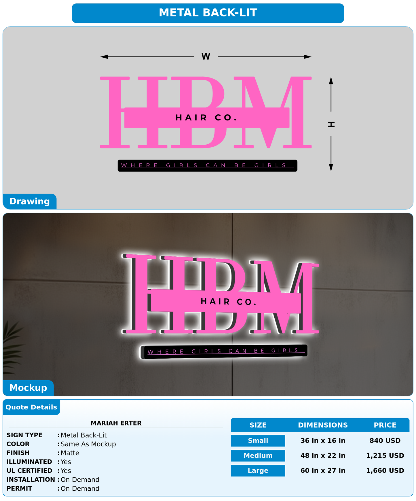 CUSTOM MOCKUP SIGN FOR Mariah Erter