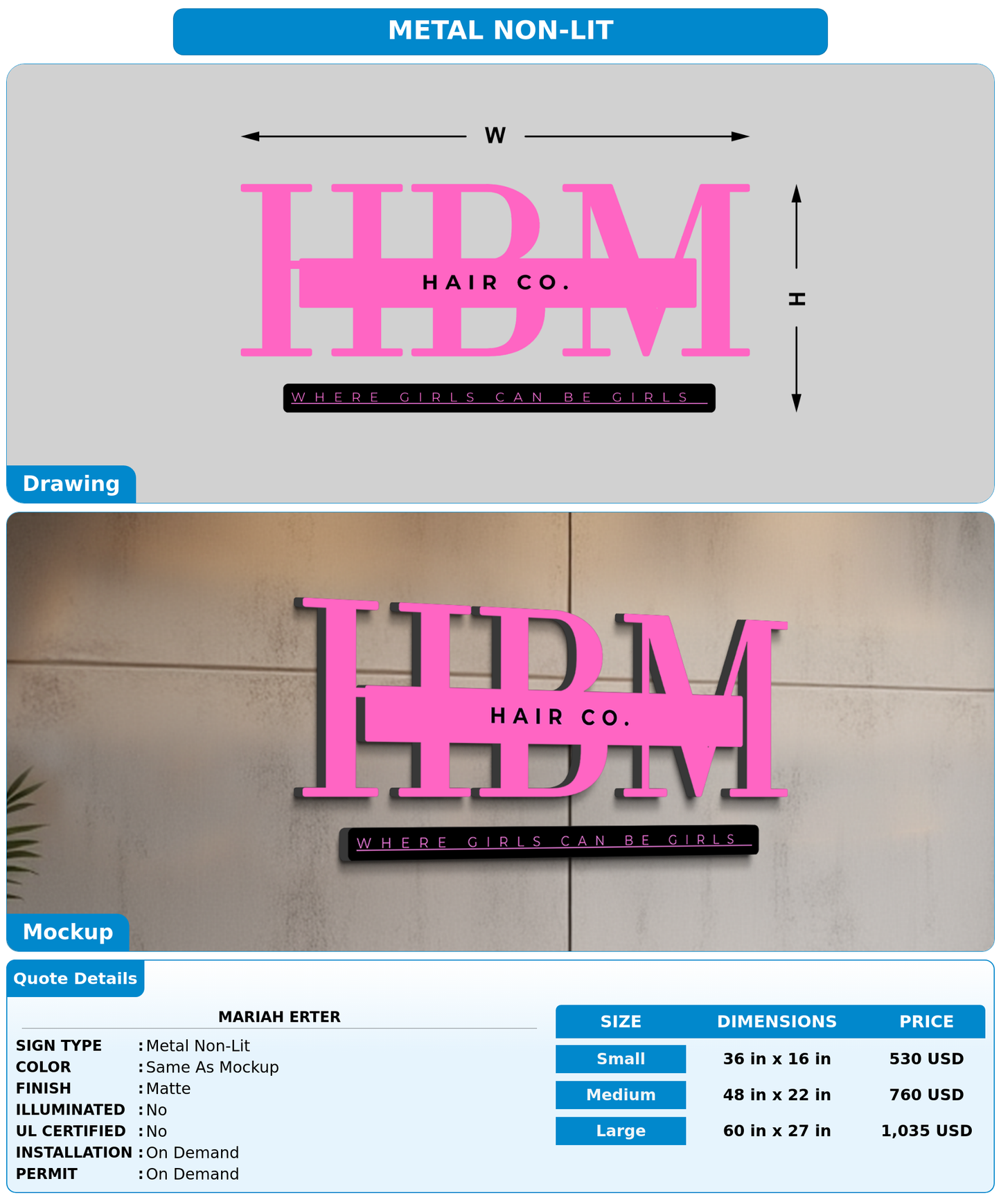 CUSTOM MOCKUP SIGN FOR Mariah Erter