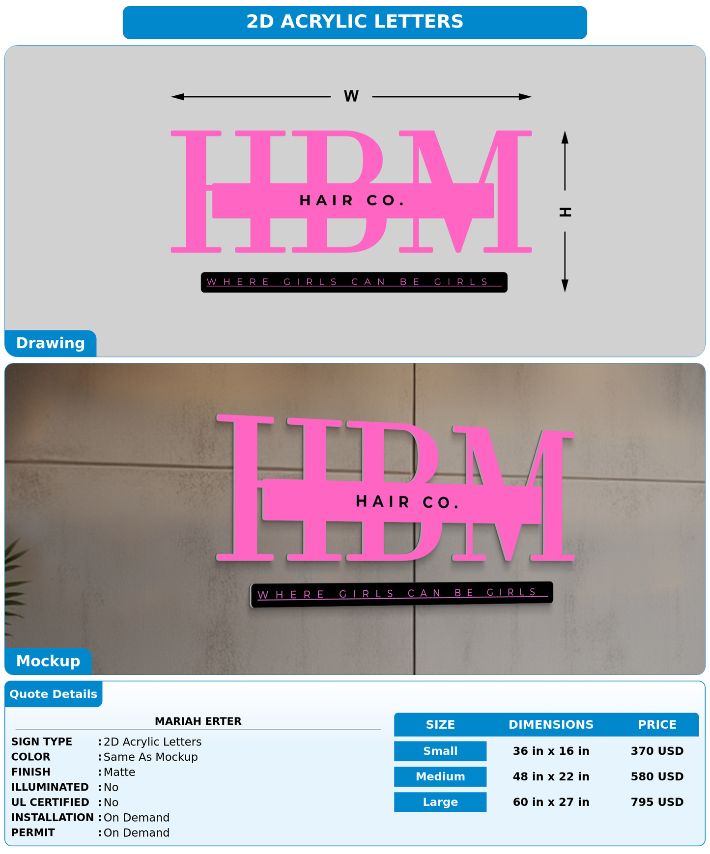 CUSTOM MOCKUP SIGN FOR Mariah Erter