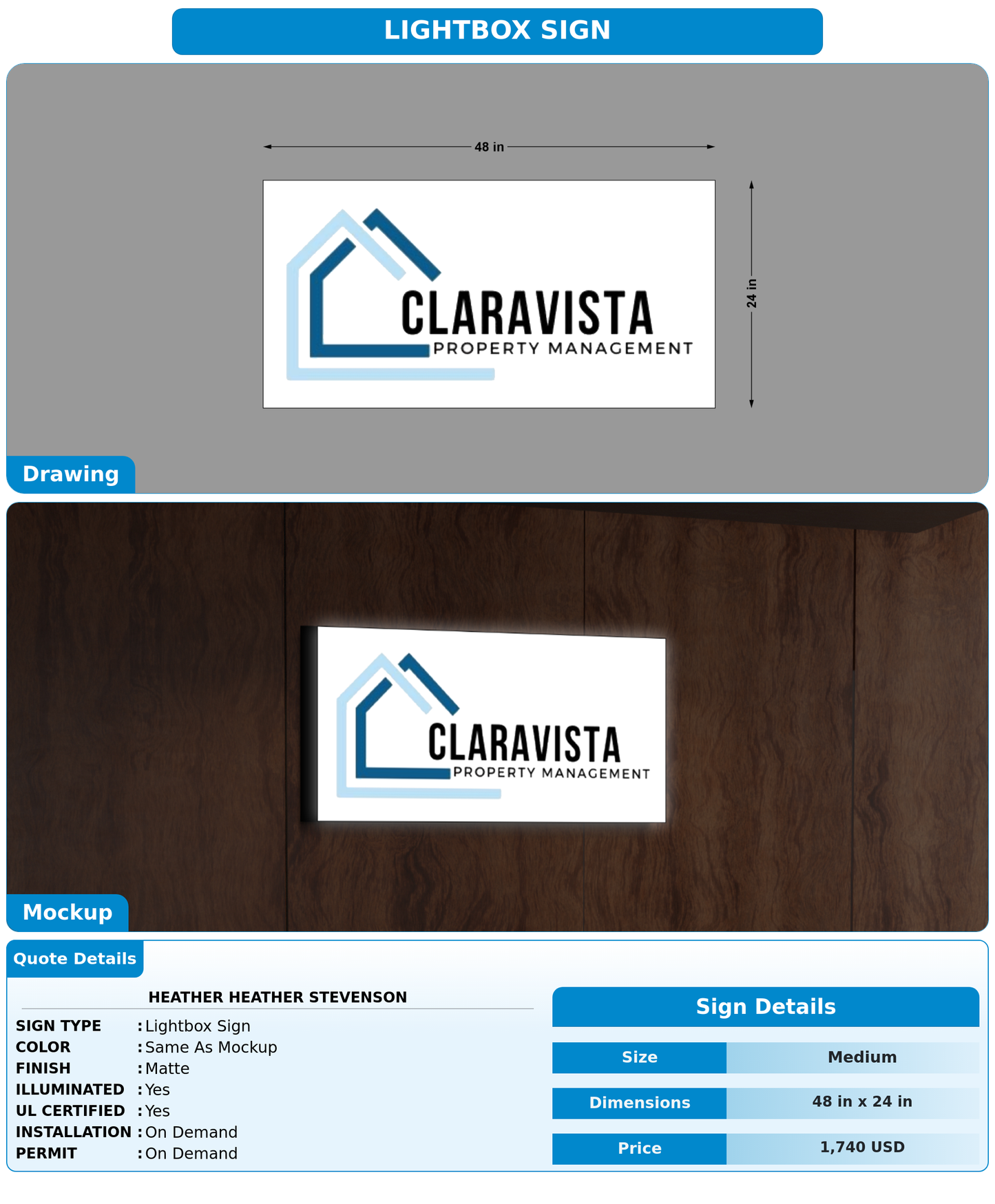CUSTOM MOCKUP SIGN FOR Heather Heather Stevenson