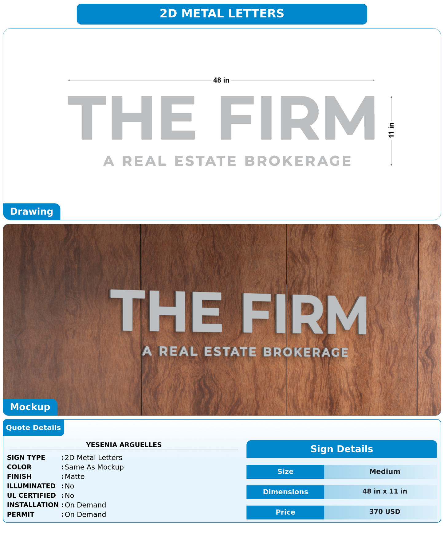 CUSTOM MOCKUP SIGN FOR Yesenia Arguelles