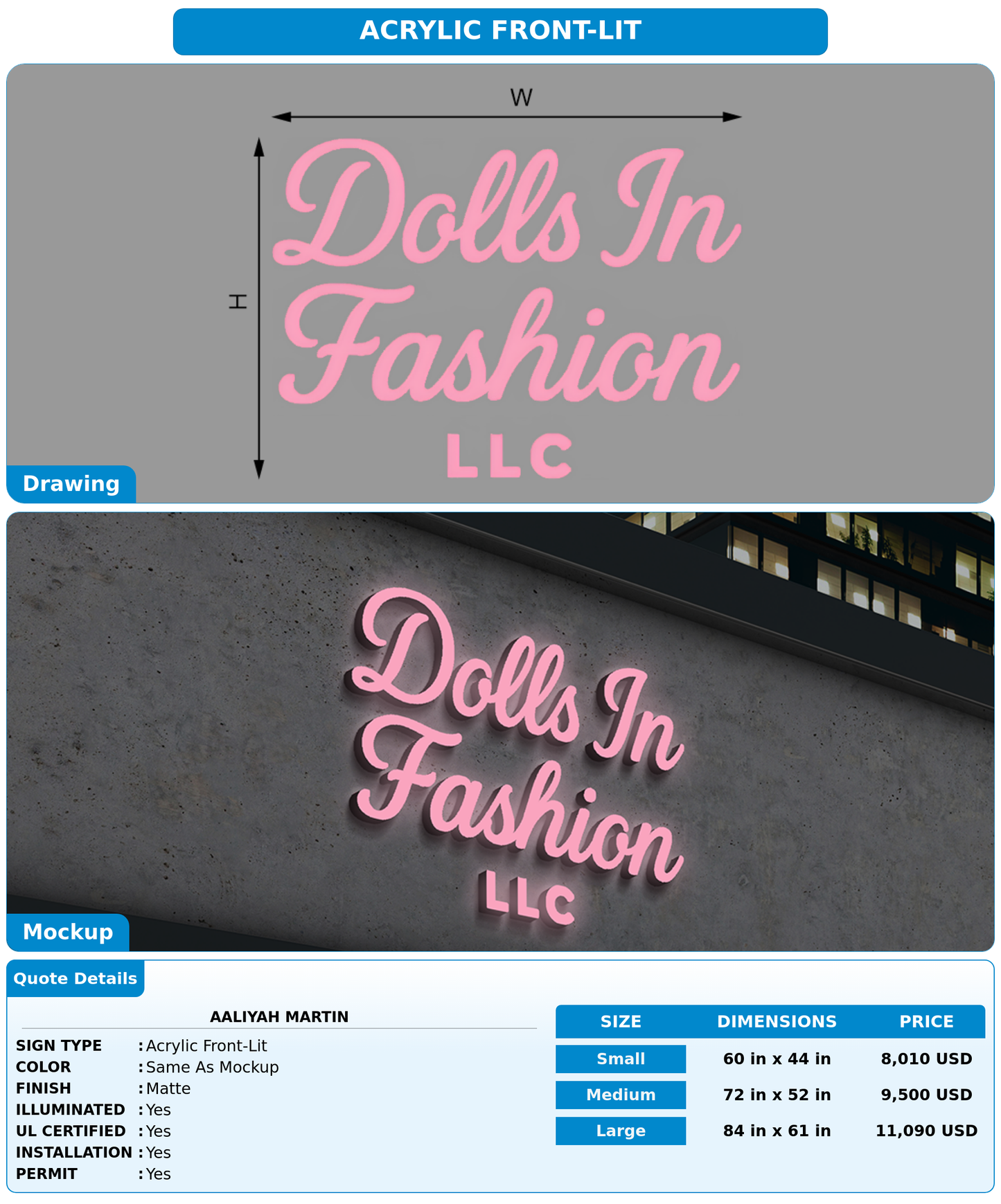 CUSTOM MOCKUP SIGN FOR Aaliyah Martin